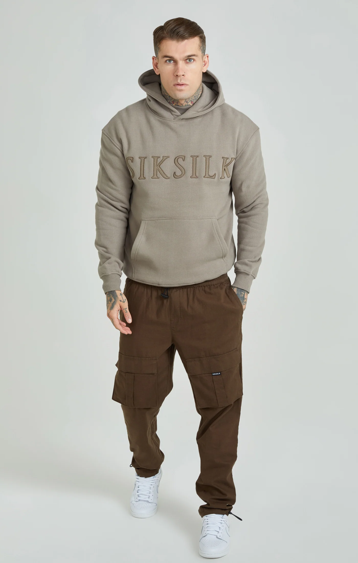 Brown Applique Logo Relaxed Fit Overhead Hoodie - Image 2