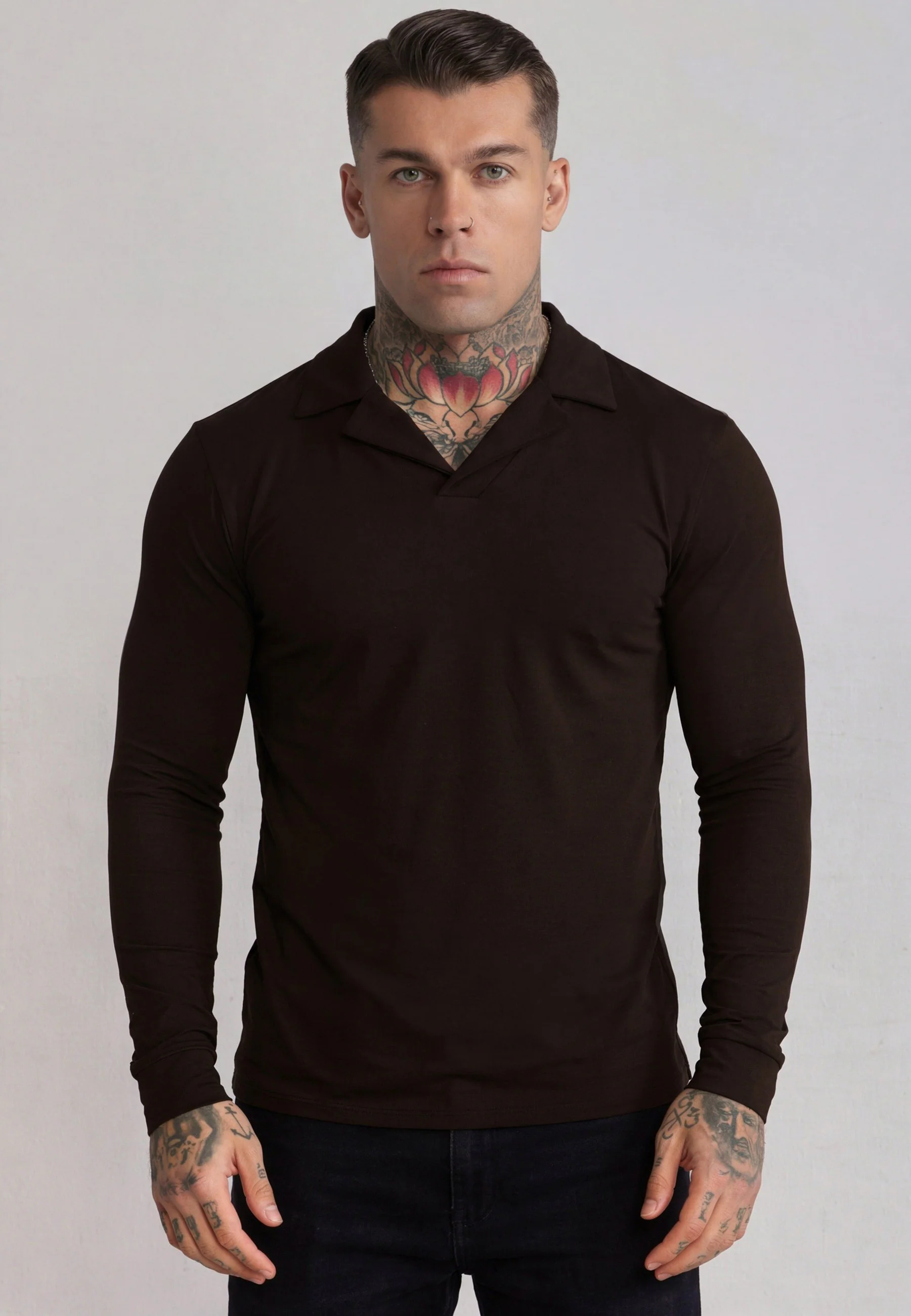 Brown LS Revere Polo