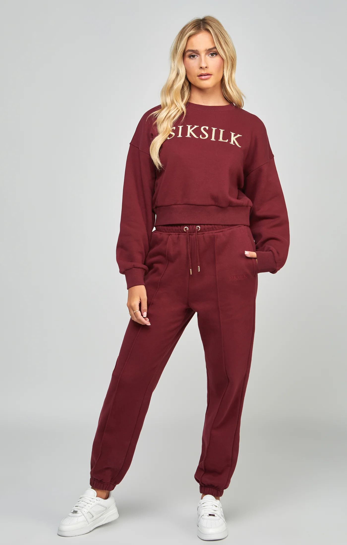 Burgundy Oversized Crop Sweatshirt - Image 4