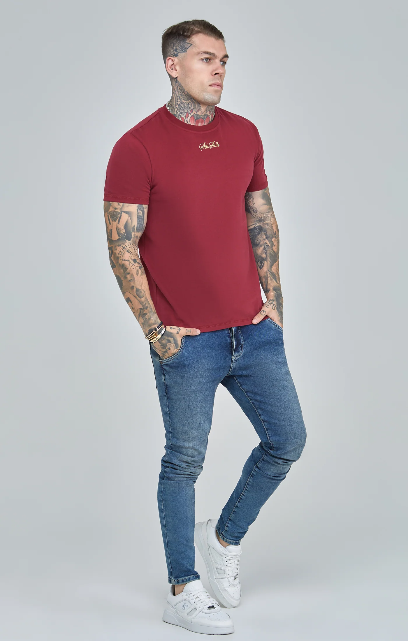Burgundy Script Logo Oversized T-Shirt - Image 4