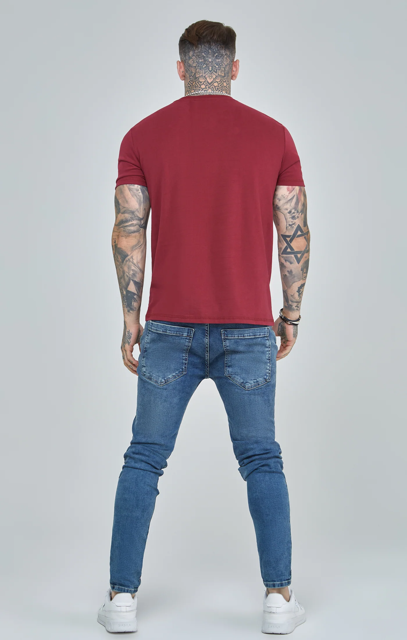 Burgundy Script Logo Oversized T-Shirt - Image 5
