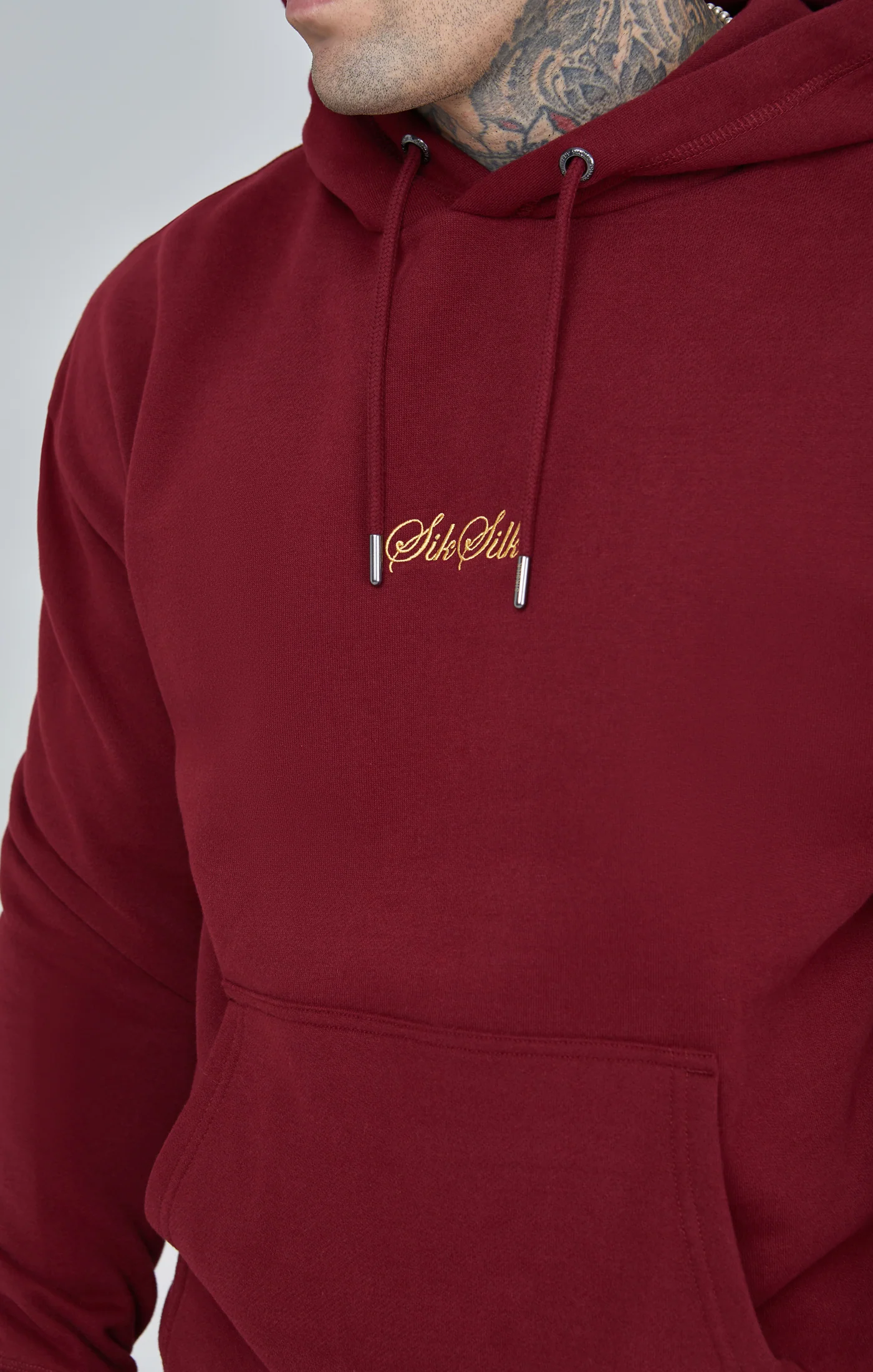 Burgundy Script Logo Relaxed Fit Hoodie - Image 3