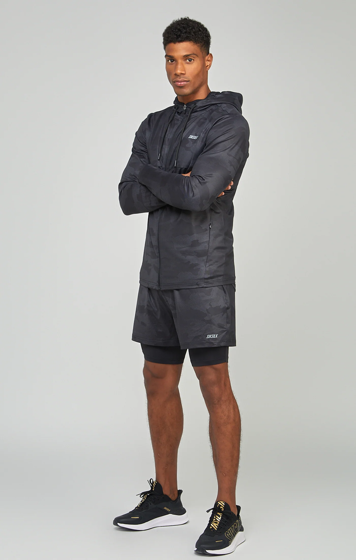 Camo Print Sports Zip Through Muscle Fit Hoodie - Image 2