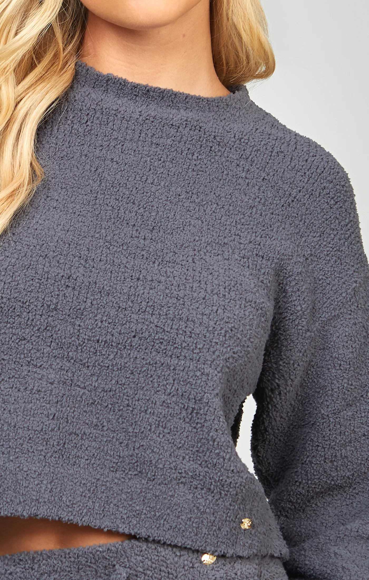 Charcoal Cropped Lounge Sweat - Image 2