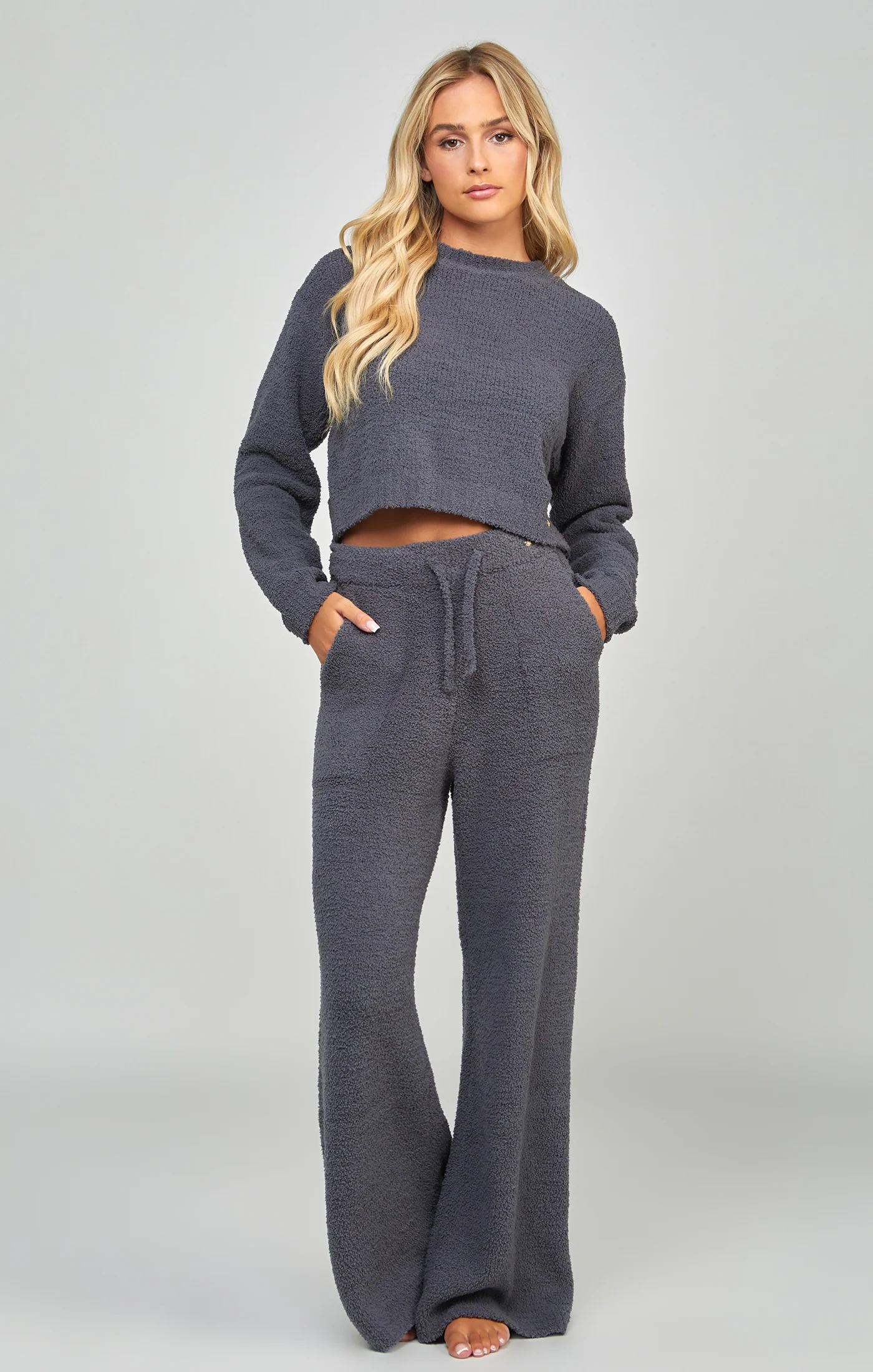 Charcoal Cropped Lounge Sweat - Image 3