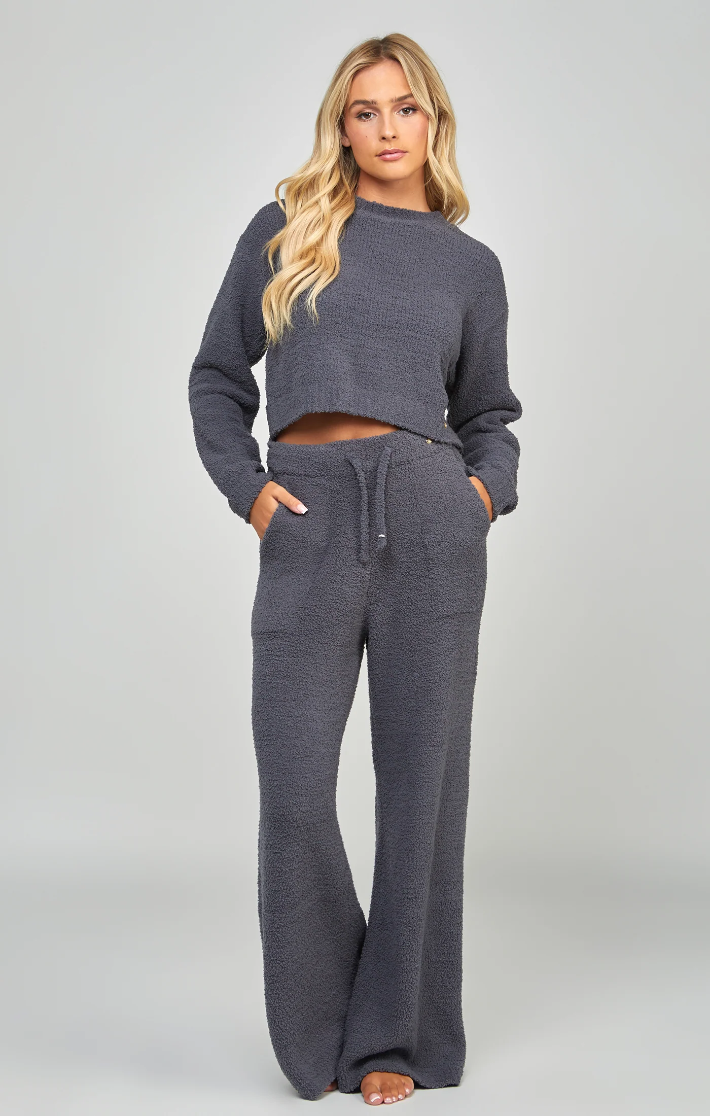 Charcoal Wide Leg Lounge Pant - Image 3