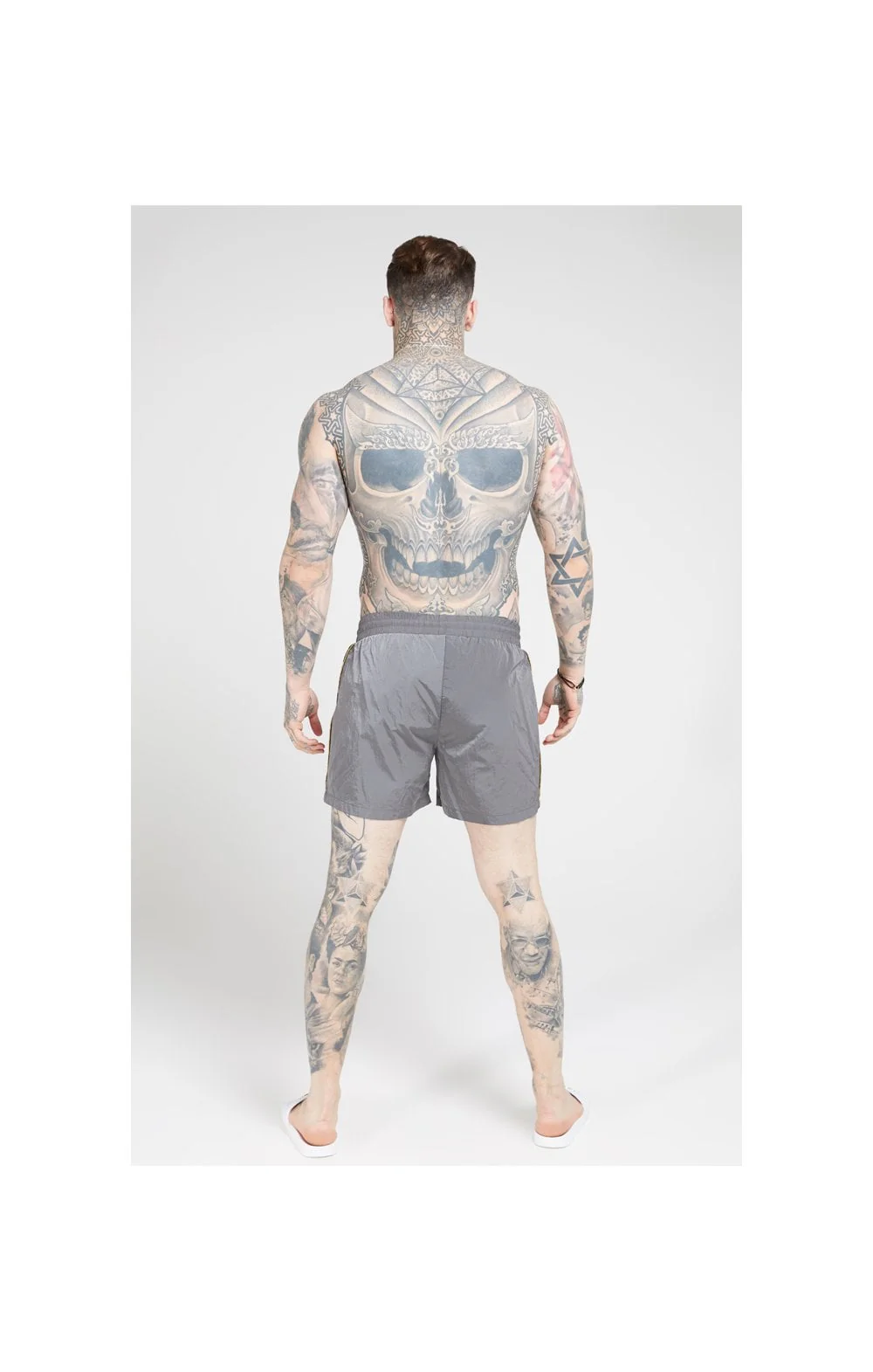 SikSilk Crushed Nylon Tape Shorts – Grey - Image 4
