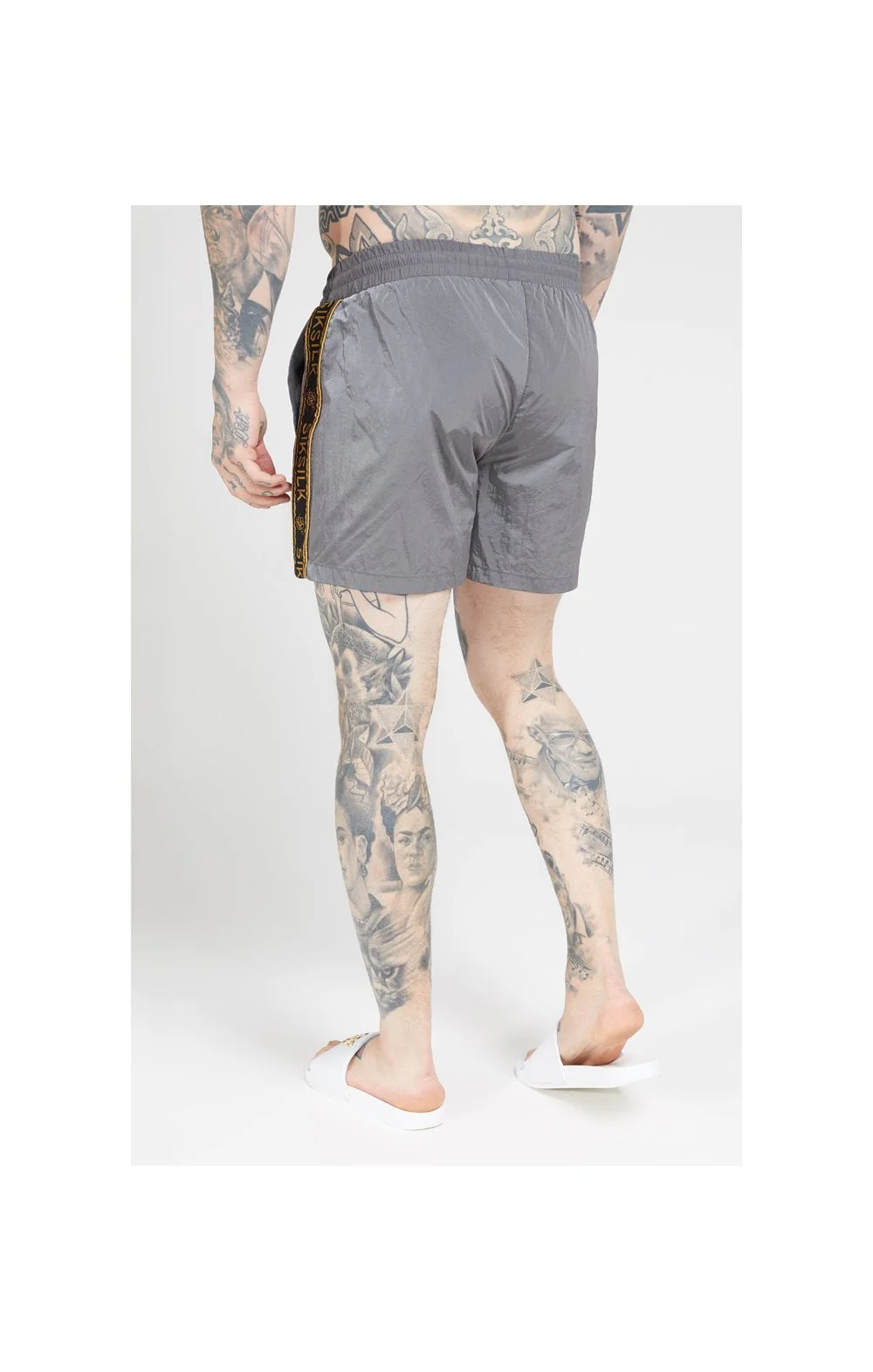SikSilk Crushed Nylon Tape Shorts – Grey - Image 5