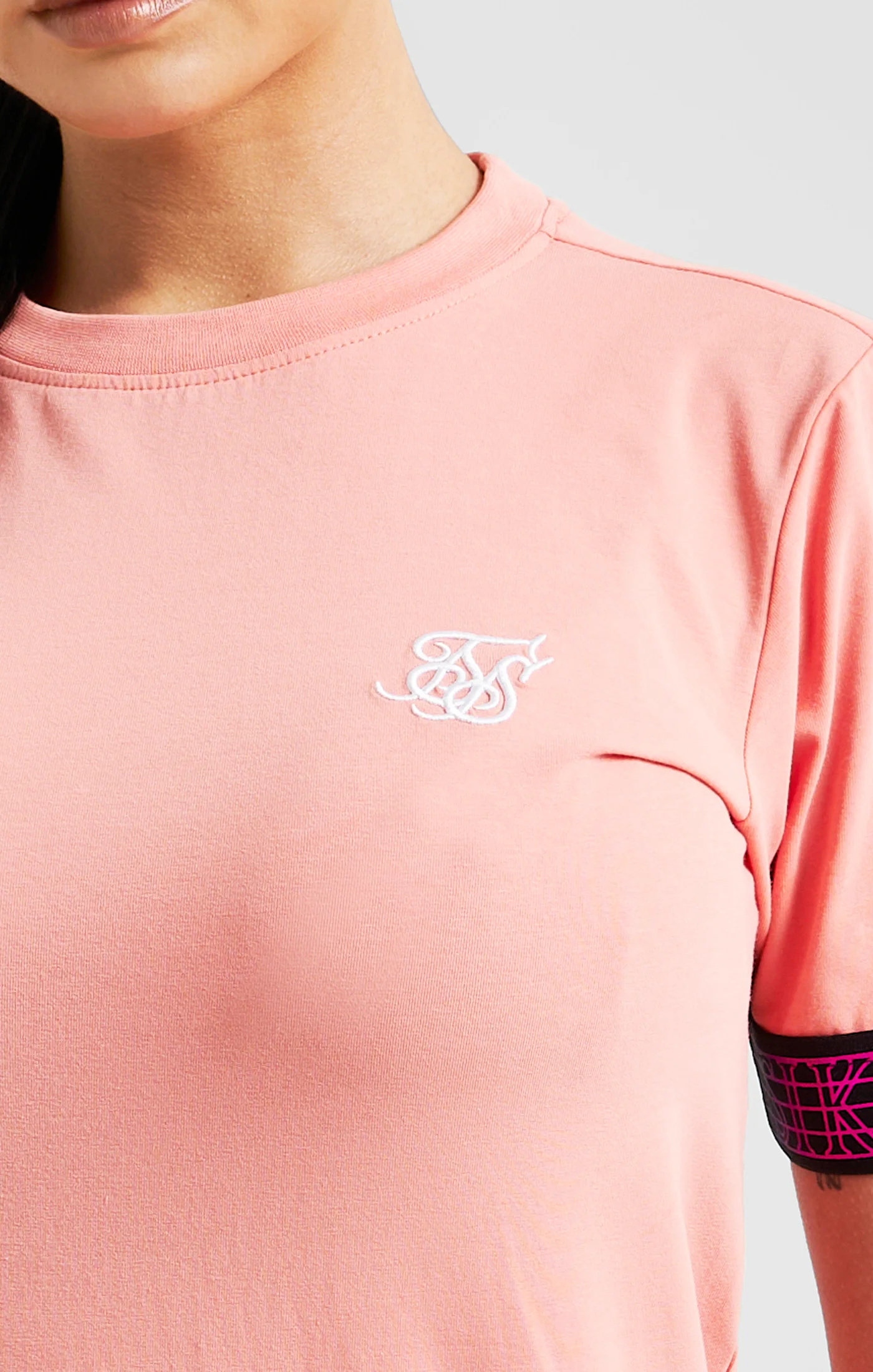 Coral Taped Crop T-Shirt - Image 2
