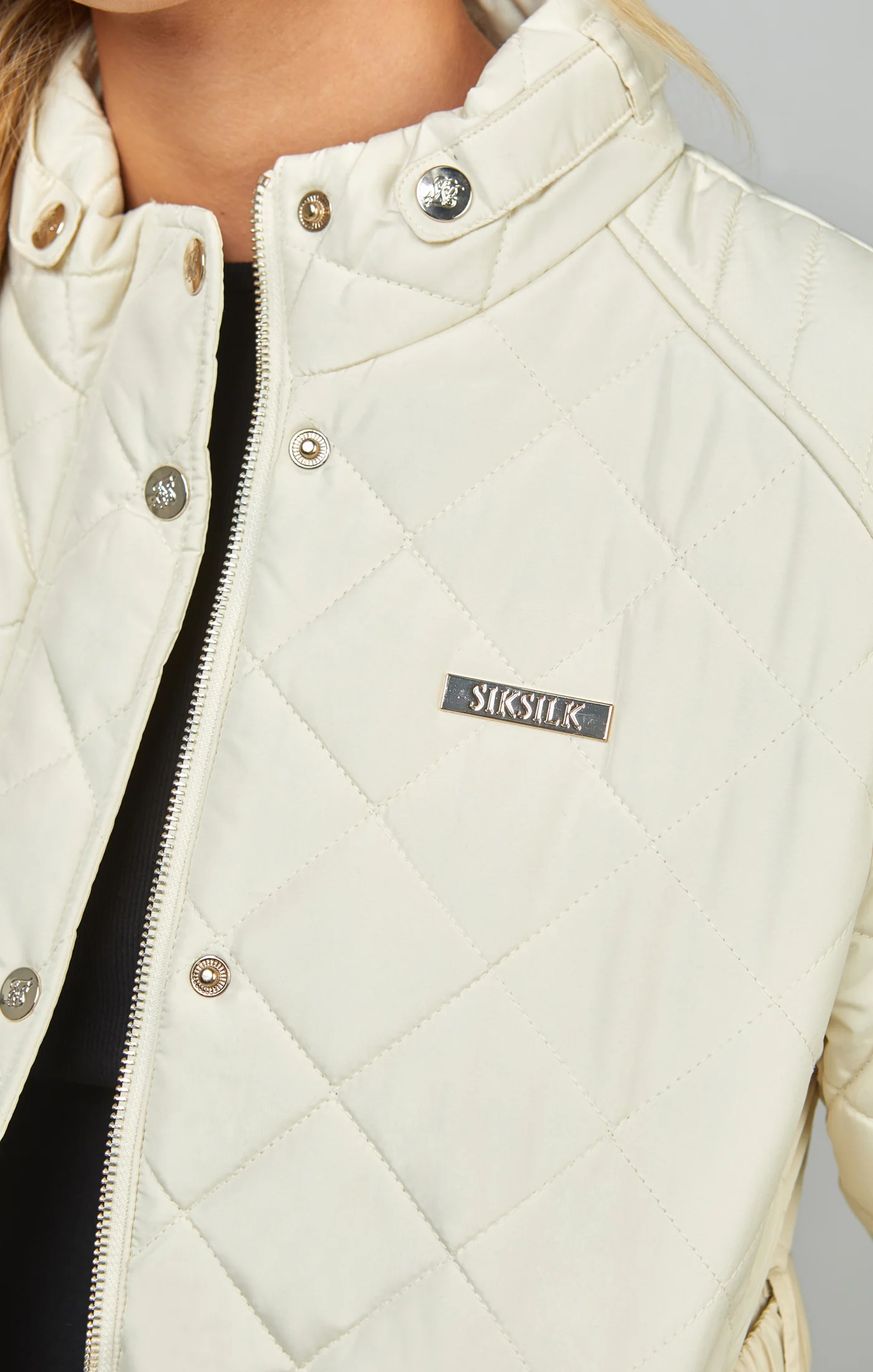 Cream Belted Quilted Jacket - Image 3