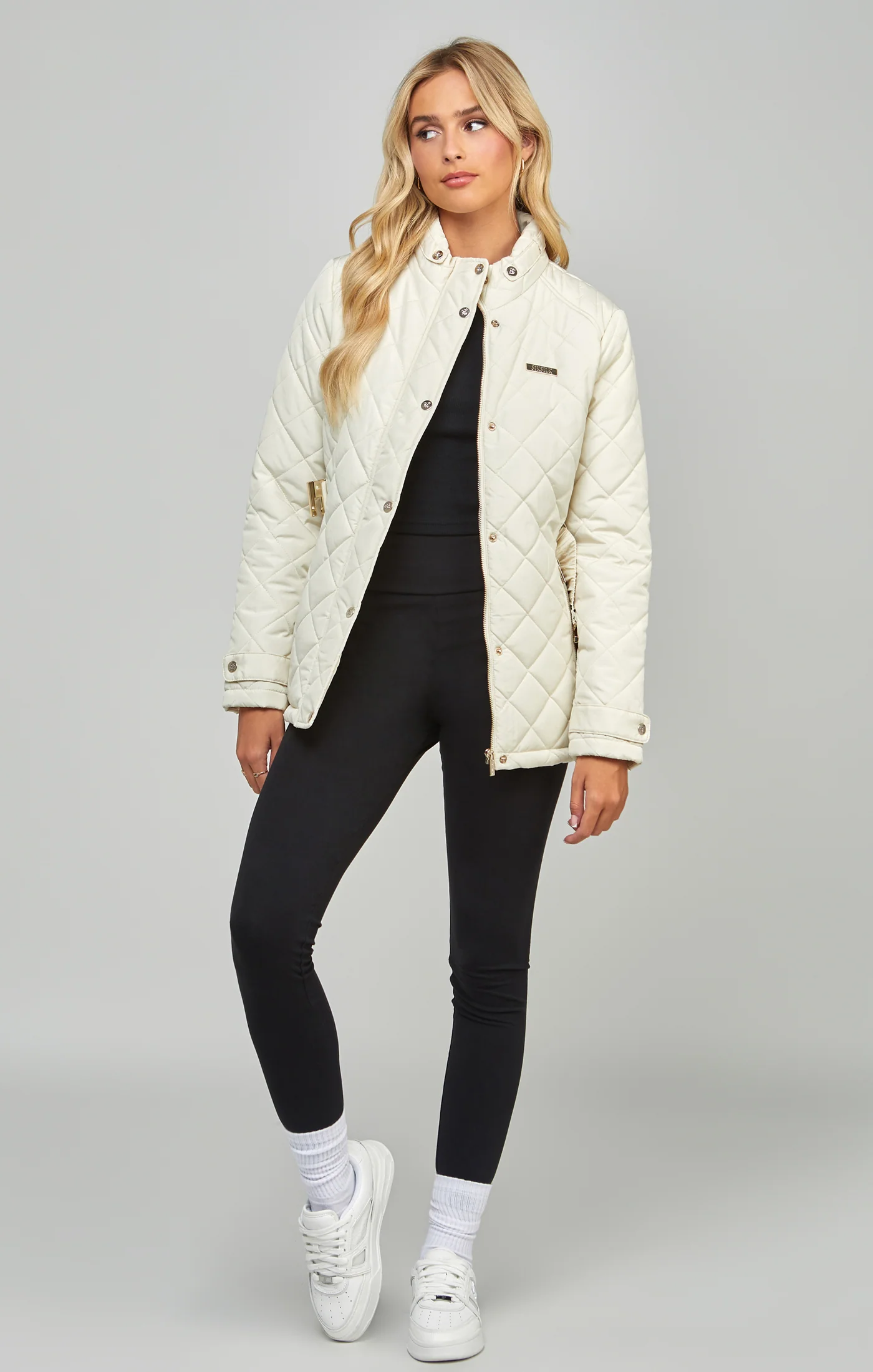 Cream Belted Quilted Jacket - Image 4