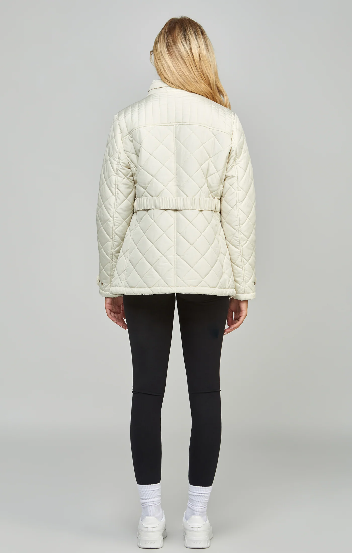 Cream Belted Quilted Jacket - Image 5