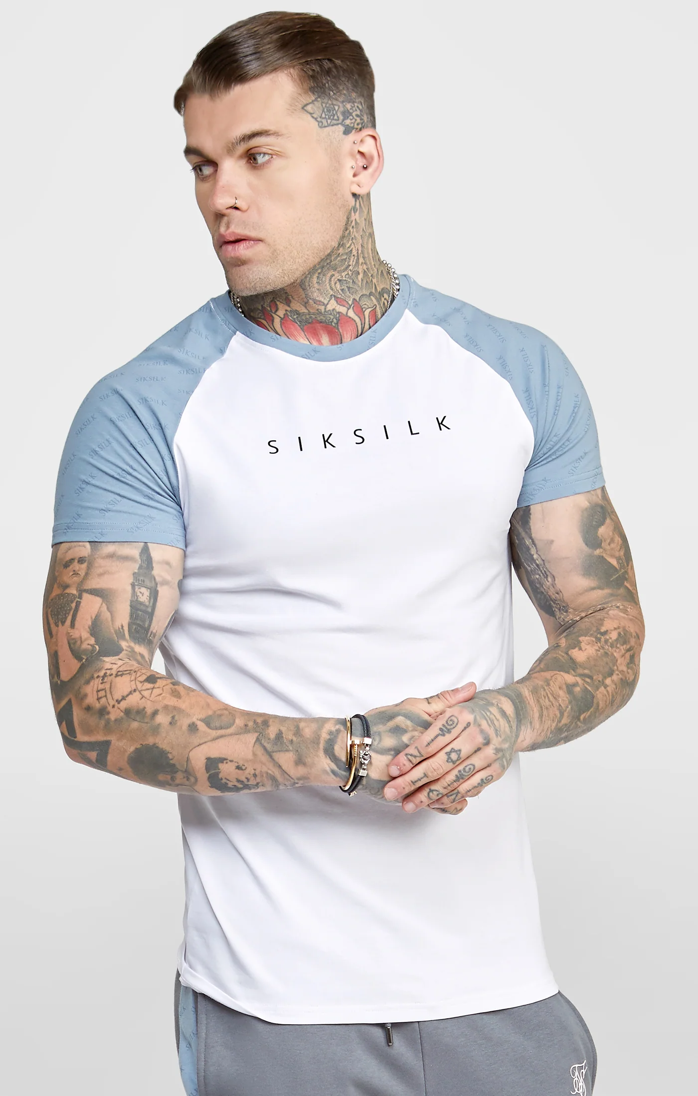 White Colour Block Muscle Fit T-Shirt