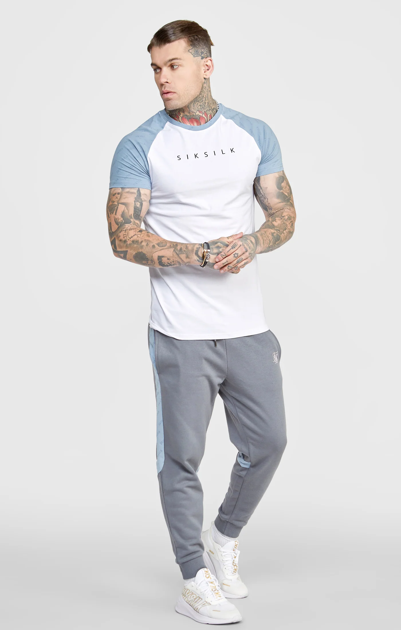 White Colour Block Muscle Fit T-Shirt - Image 4