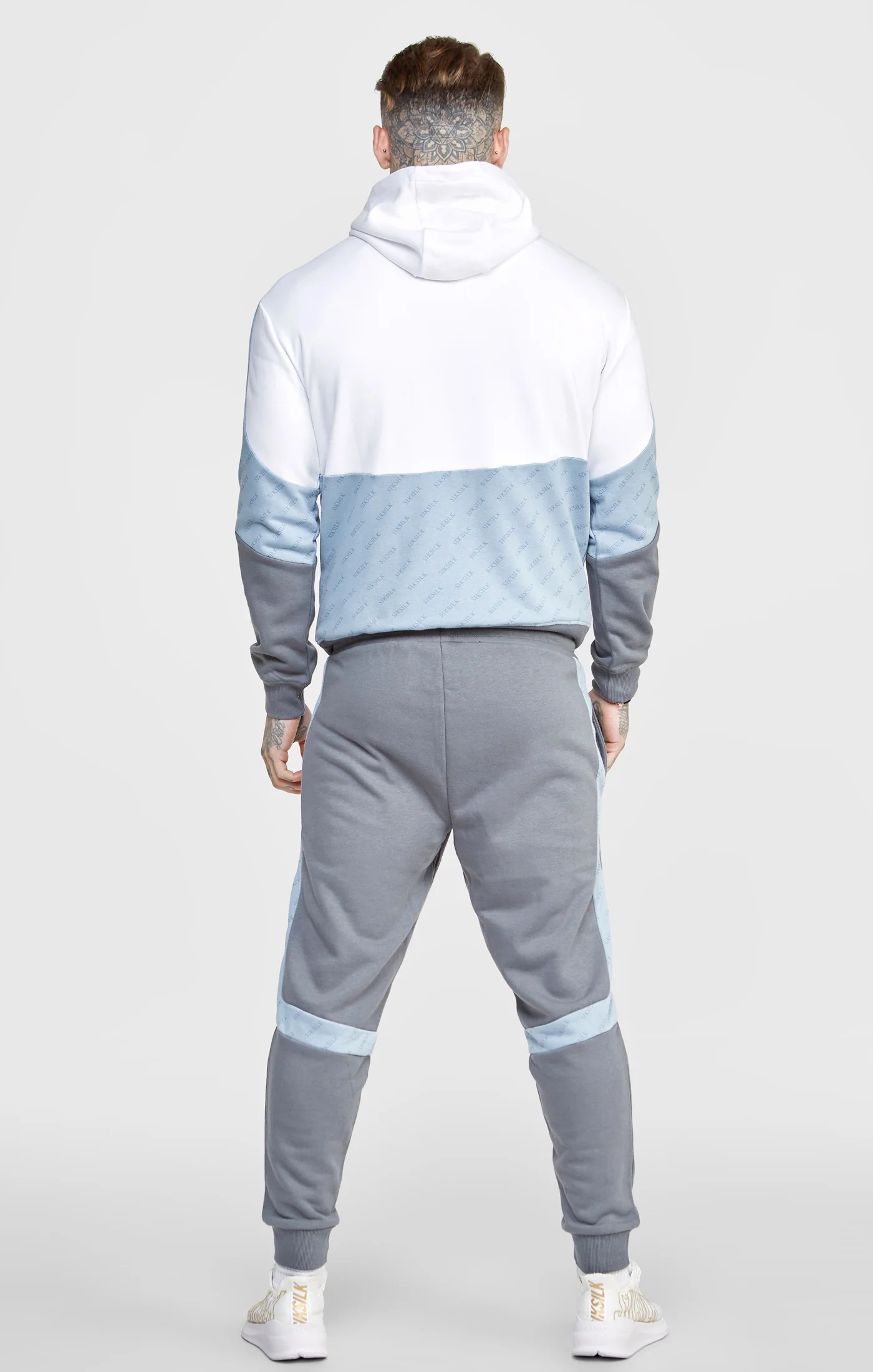 White Colour Block Relaxed Fit Hoodie - Image 5