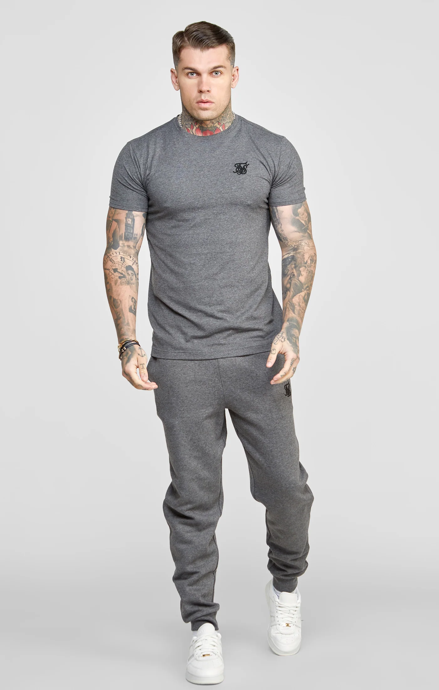Dark Grey Essential Muscle Fit T-Shirt - Image 3