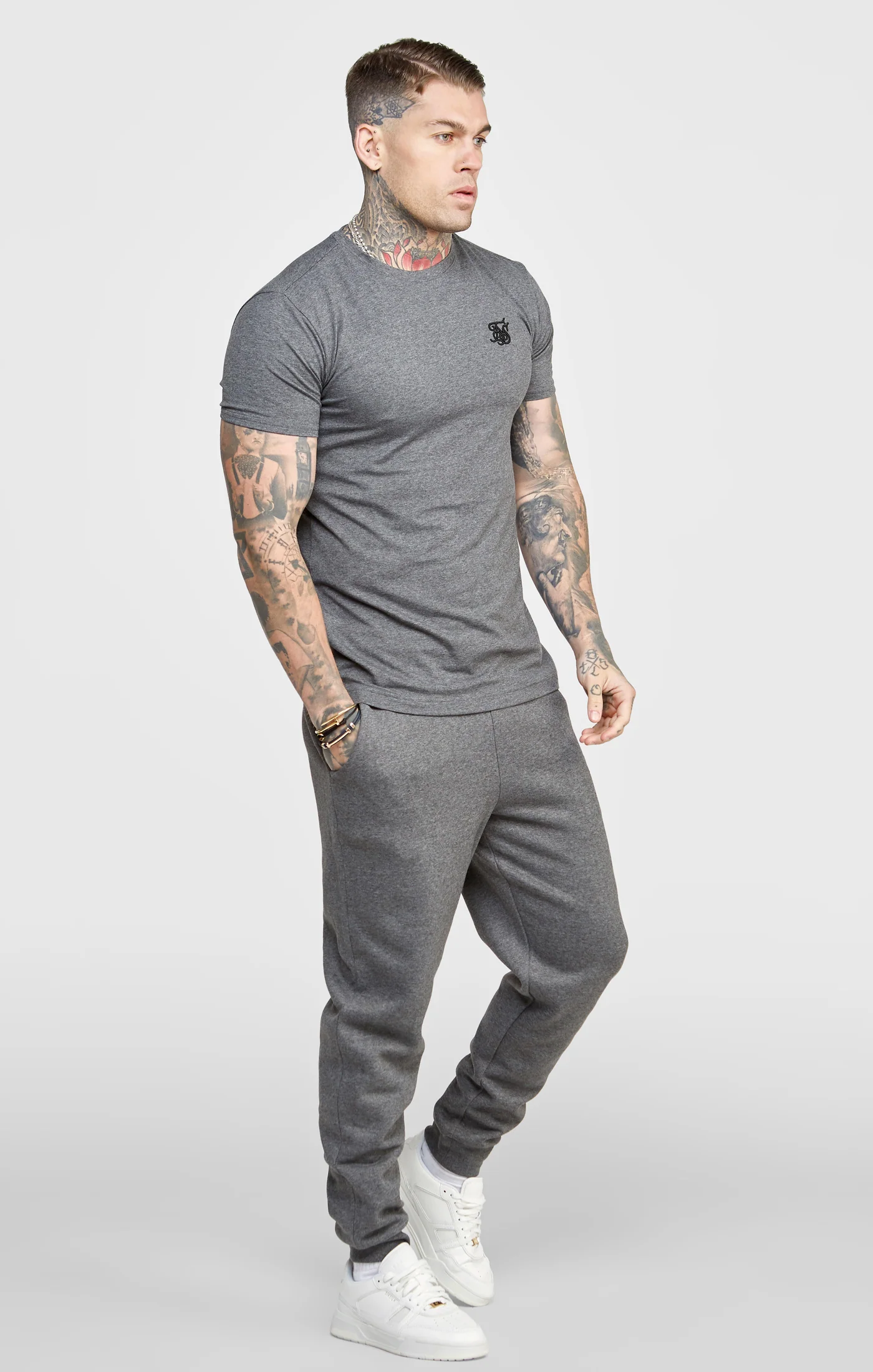 Dark Grey Essential Muscle Fit T-Shirt - Image 4