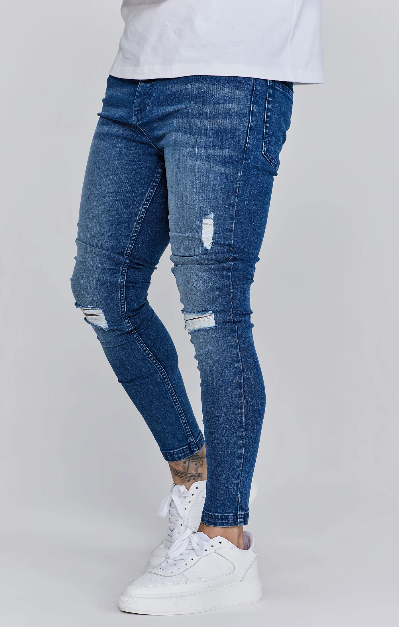 Skinny Jeans Washed Mid Blue