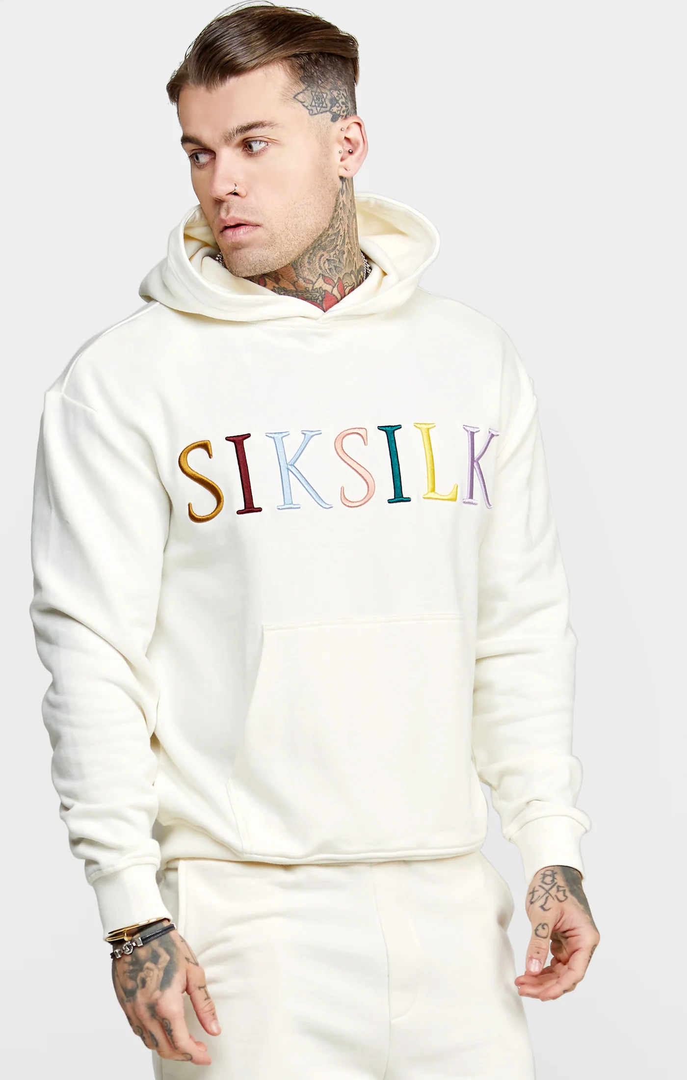 Ecru Coloured Logo Hoodie
