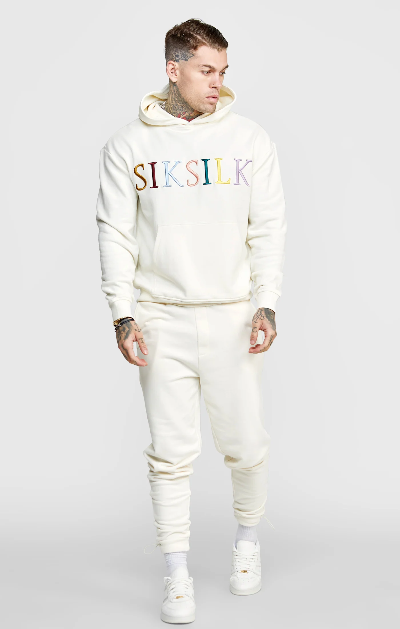 Ecru Coloured Logo Hoodie - Image 3