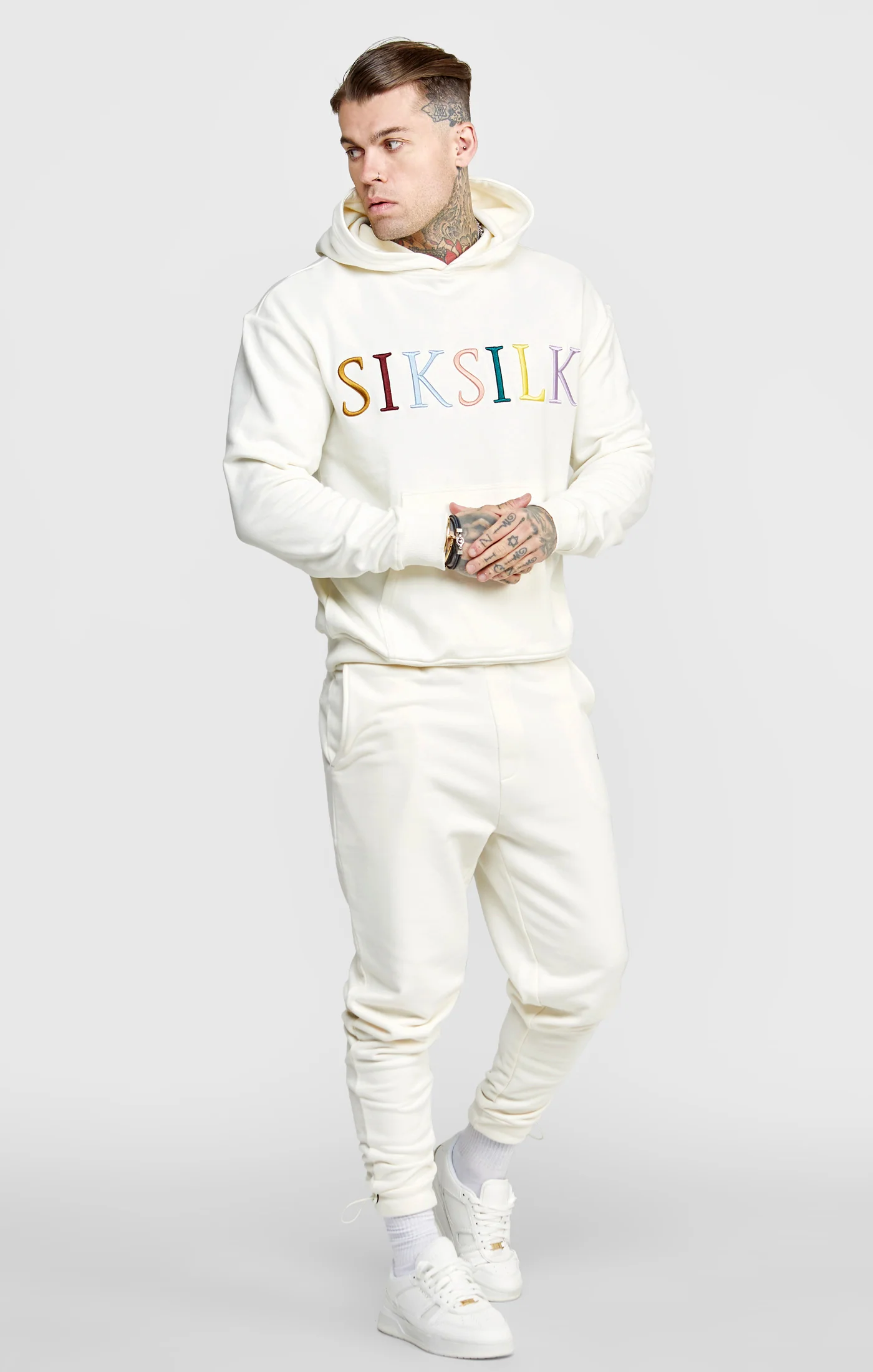 Ecru Coloured Logo Hoodie - Image 4