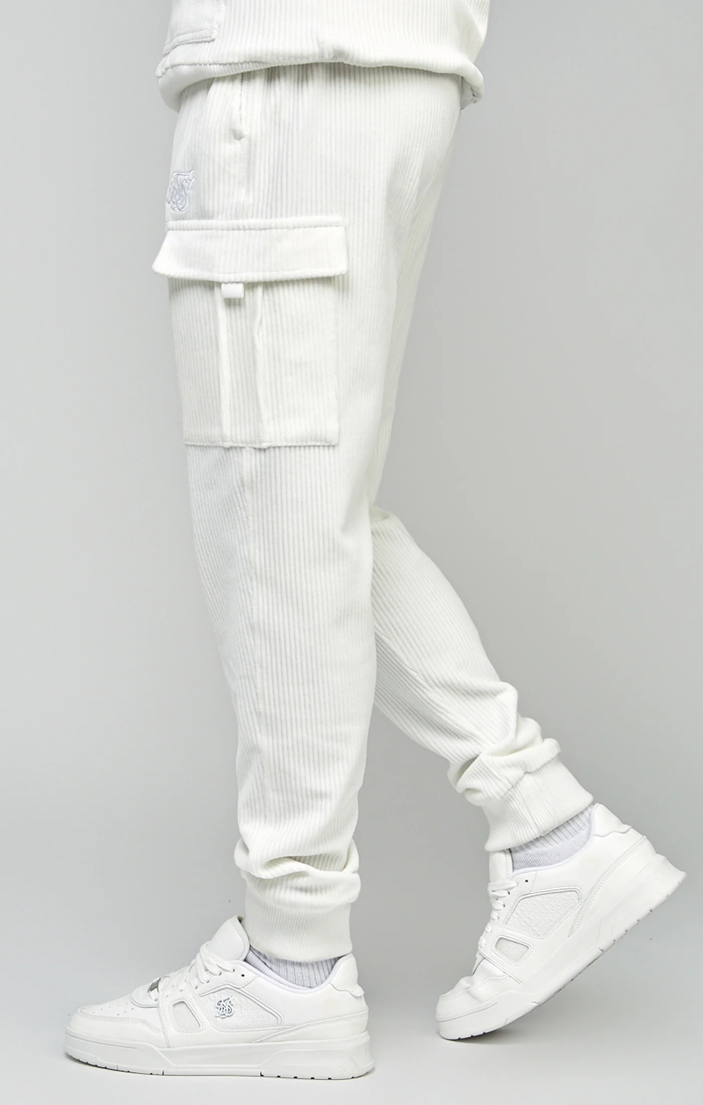 Ecru Corduroy Cargo Joggers - Image 2
