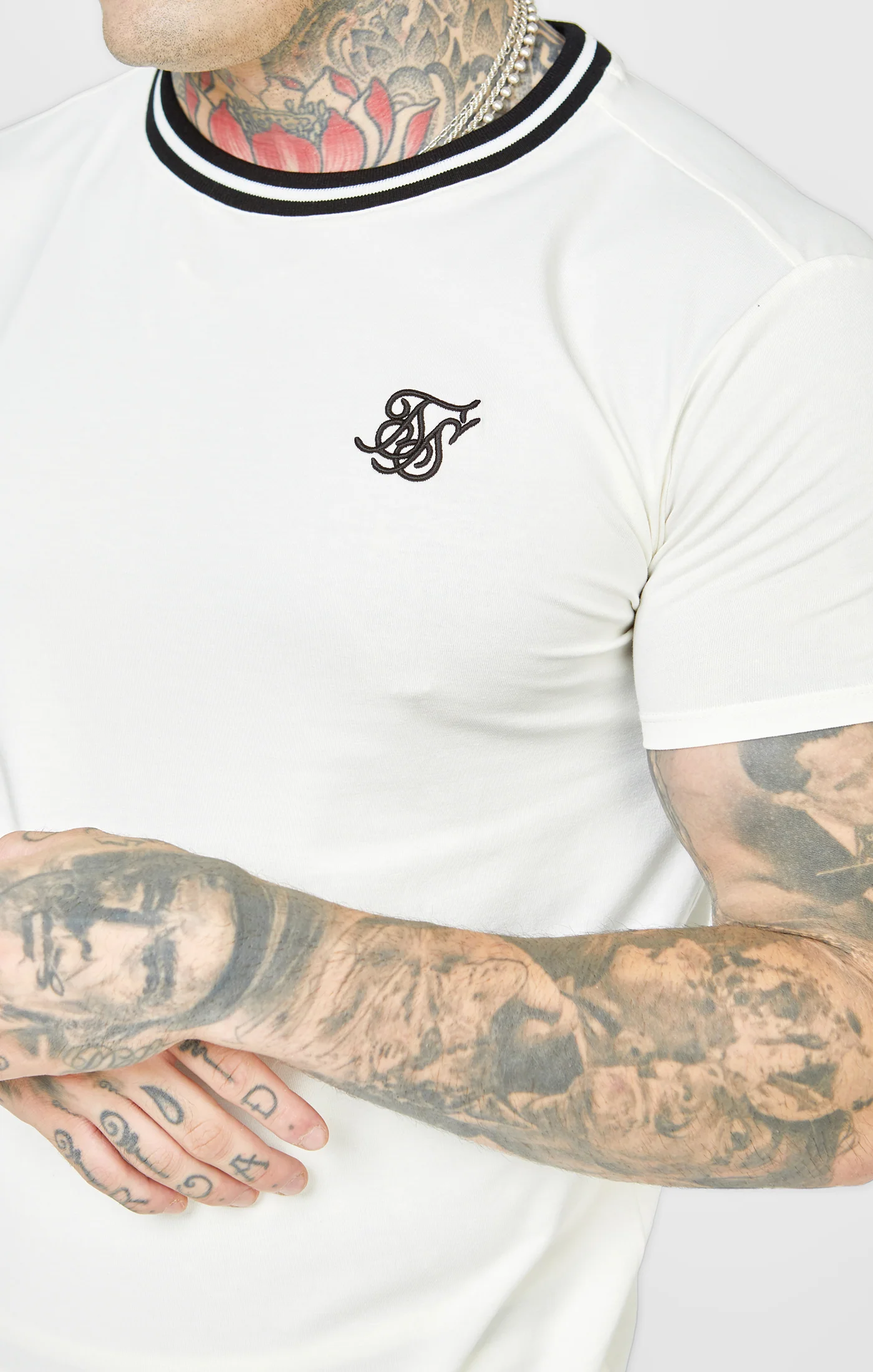 Ecru Gym Fit T-Shirt W Yarn Dyed Rib - Image 2