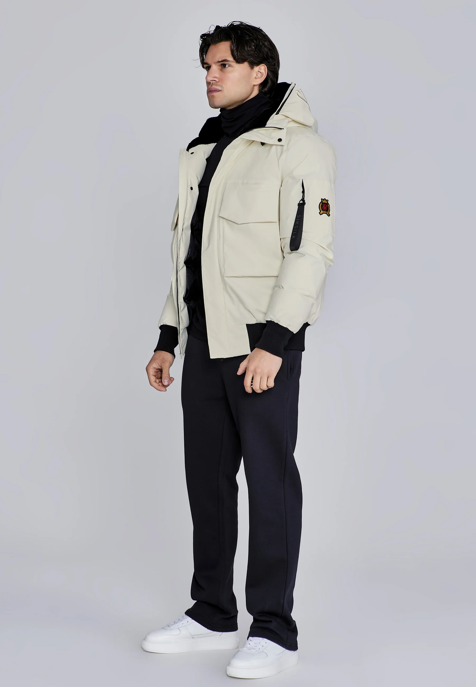 Ecru Hooded Bomber Jacket - Image 3