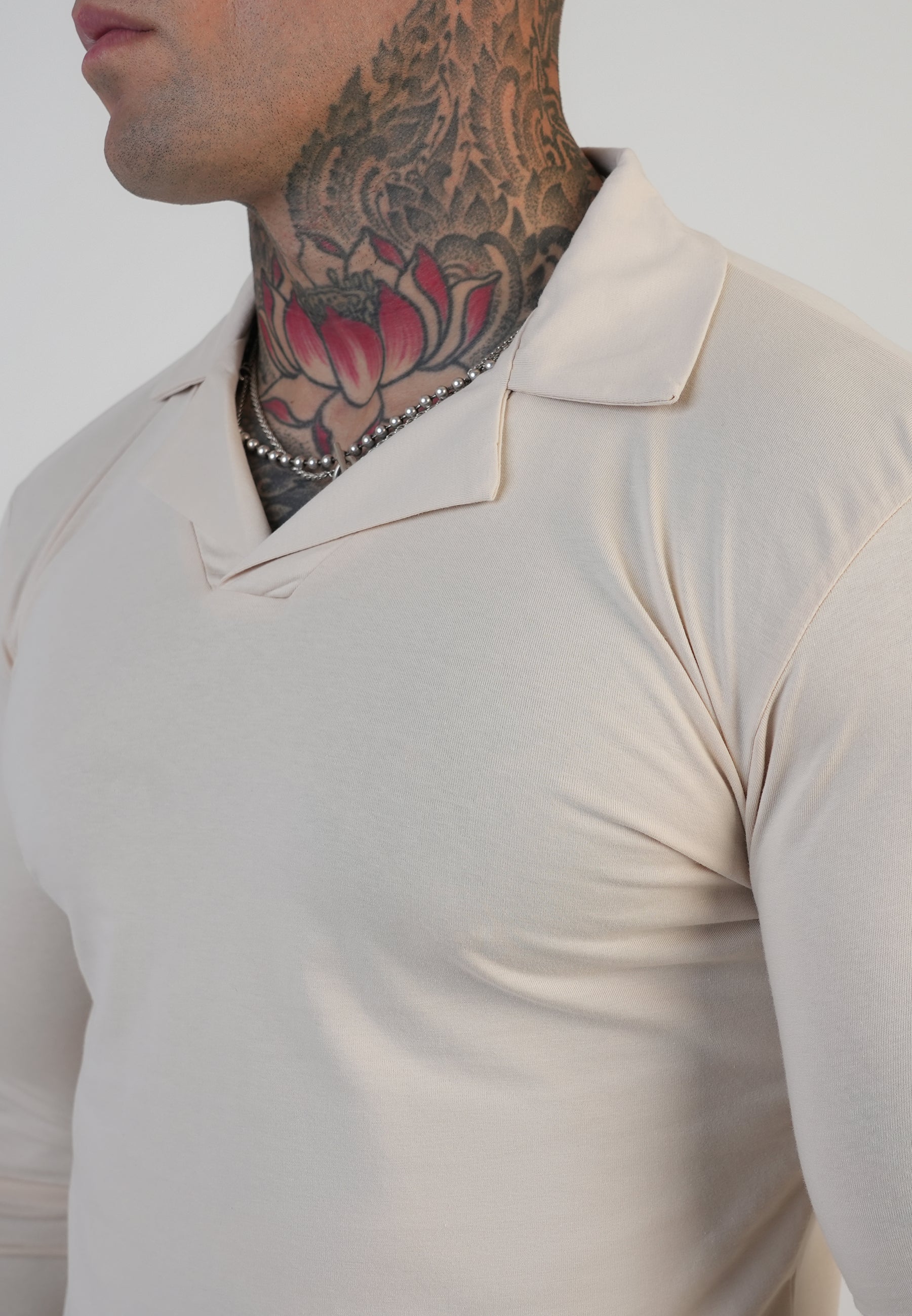Ecru LS Revere Polo - Image 2