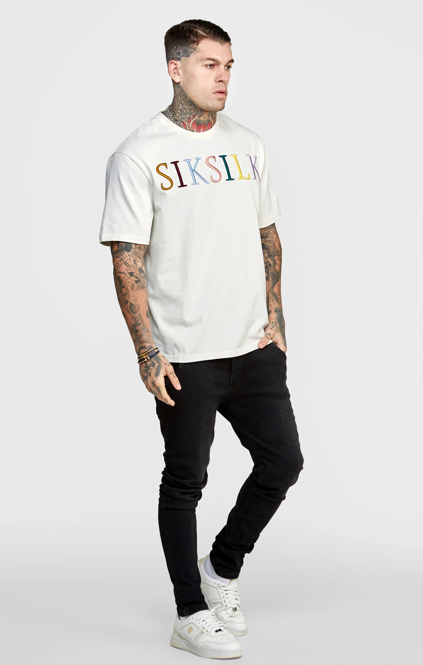 Ecru Oversized Coloured Logo T-Shirt - Image 4