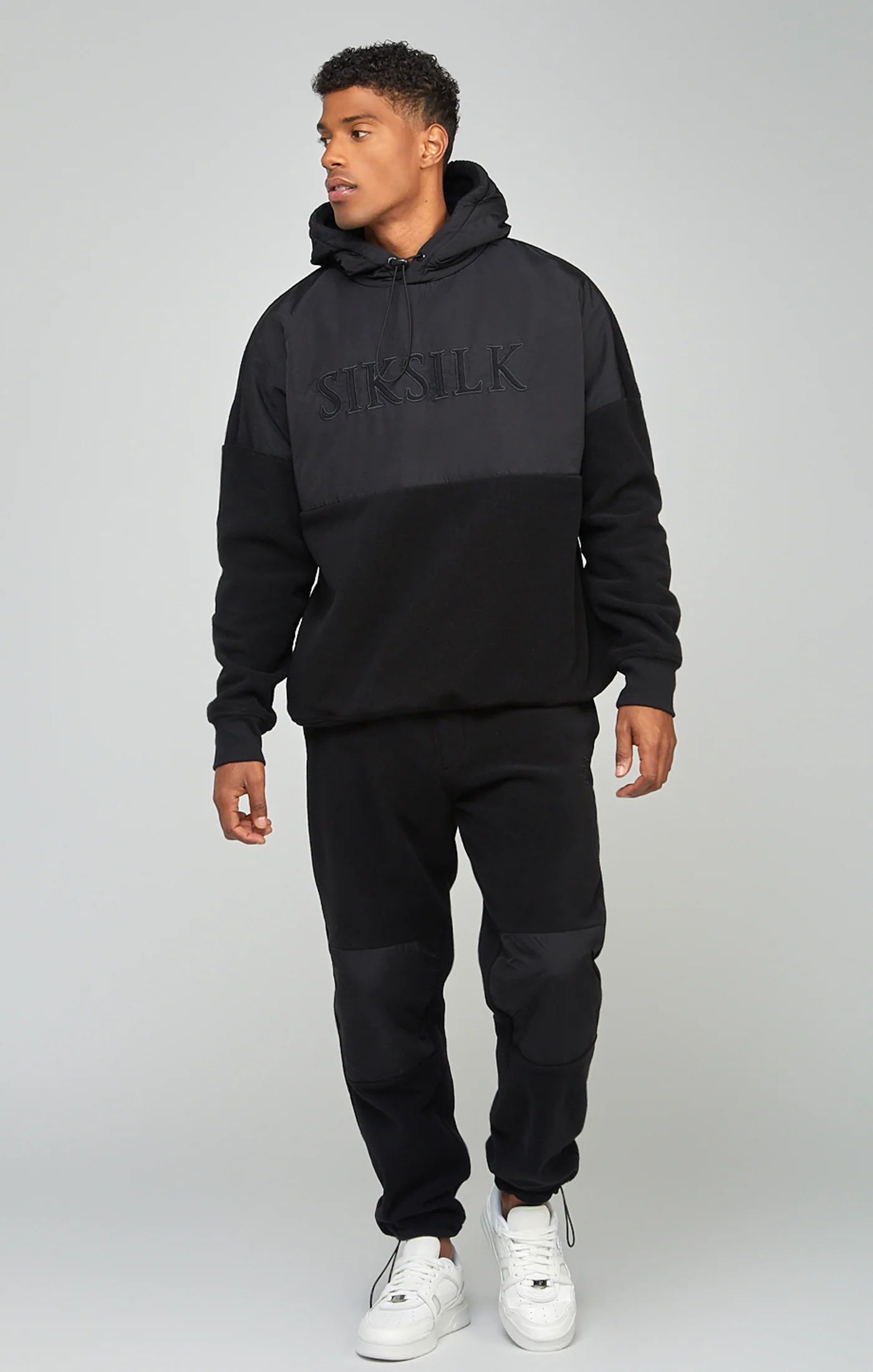 Ecru Polar Fleece Panelled Cuffed Jogger - Image 3