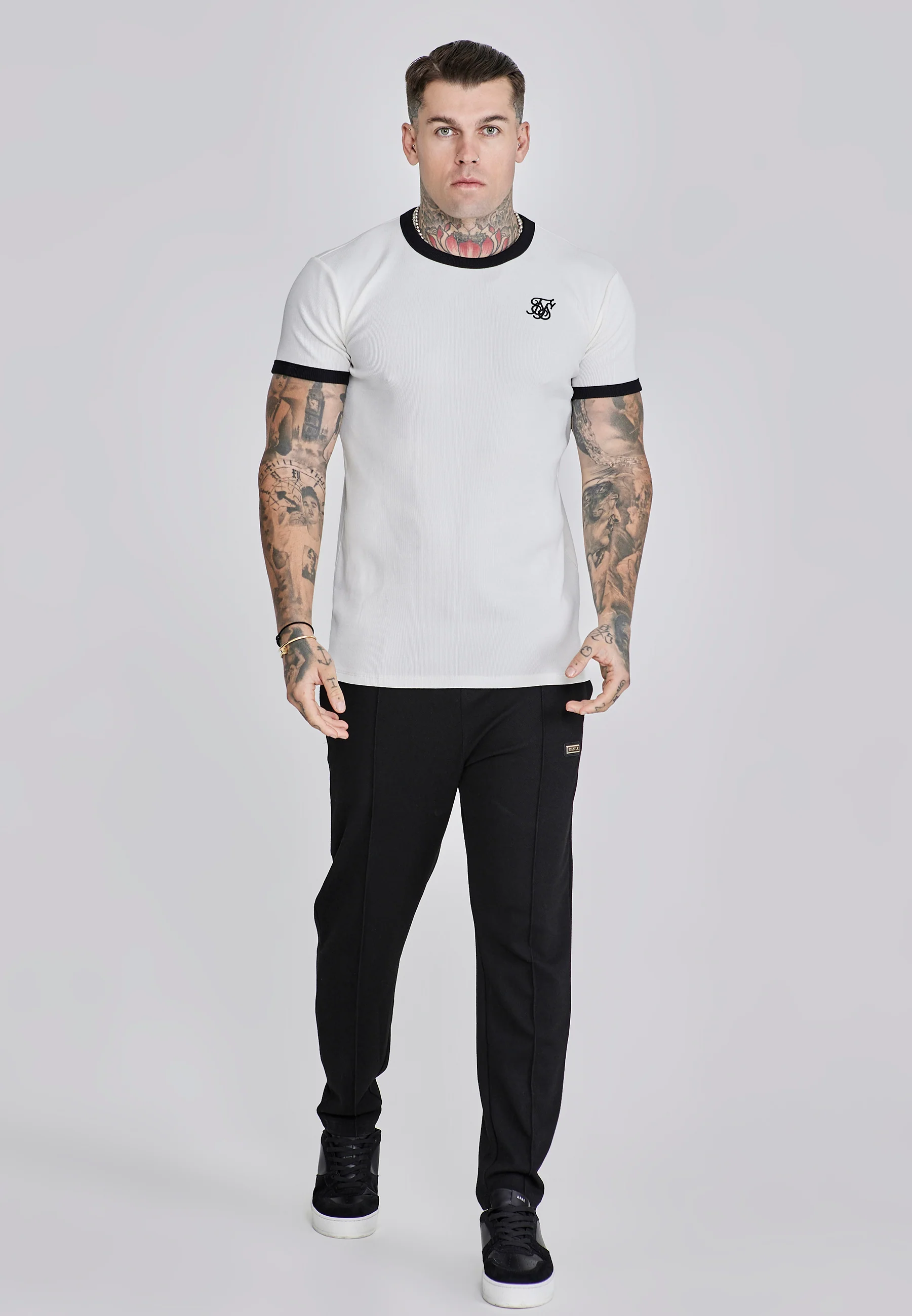 Ecru Ribbed Ringer T-Shirt - Image 3