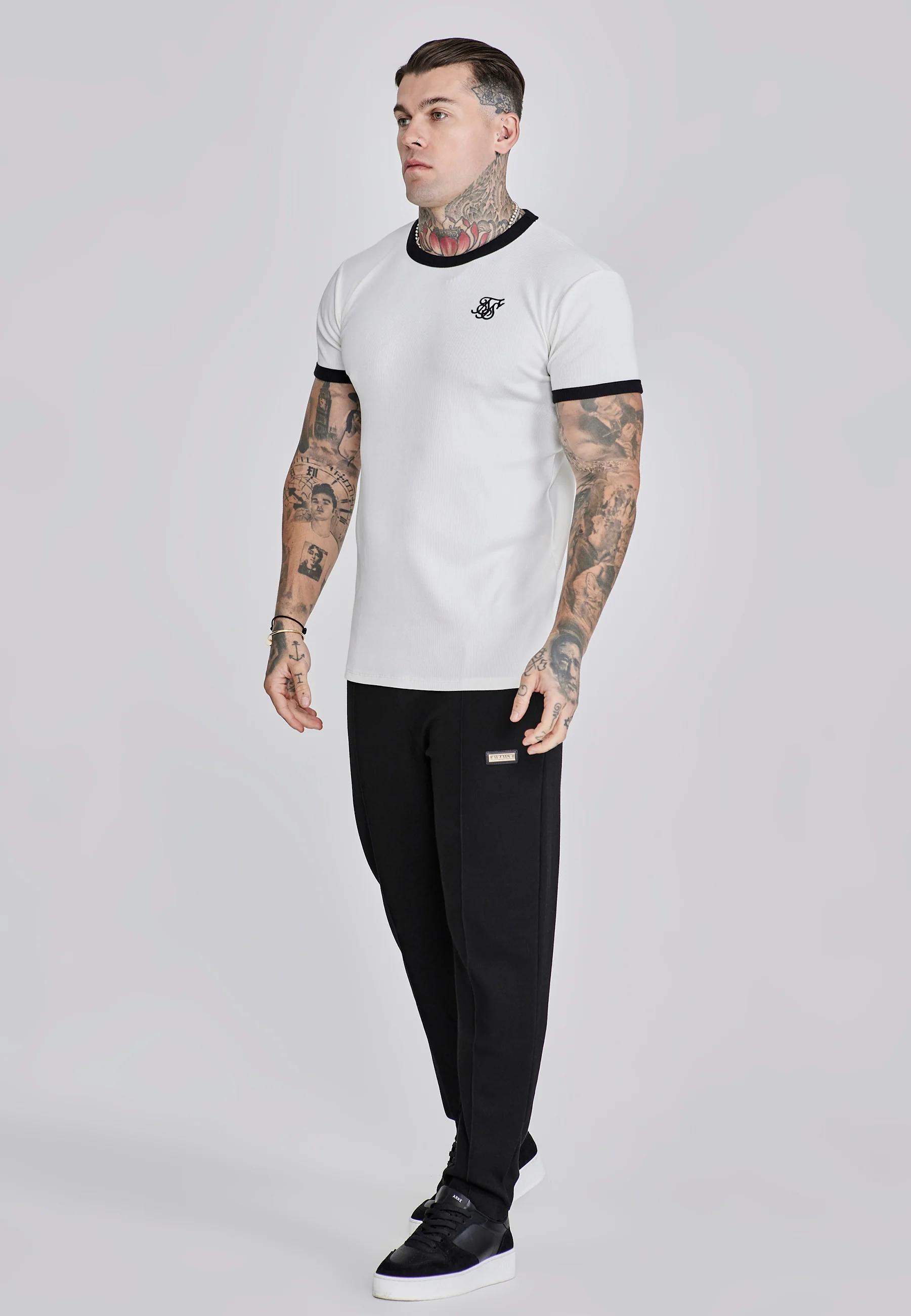 Ecru Ribbed Ringer T-Shirt - Image 4