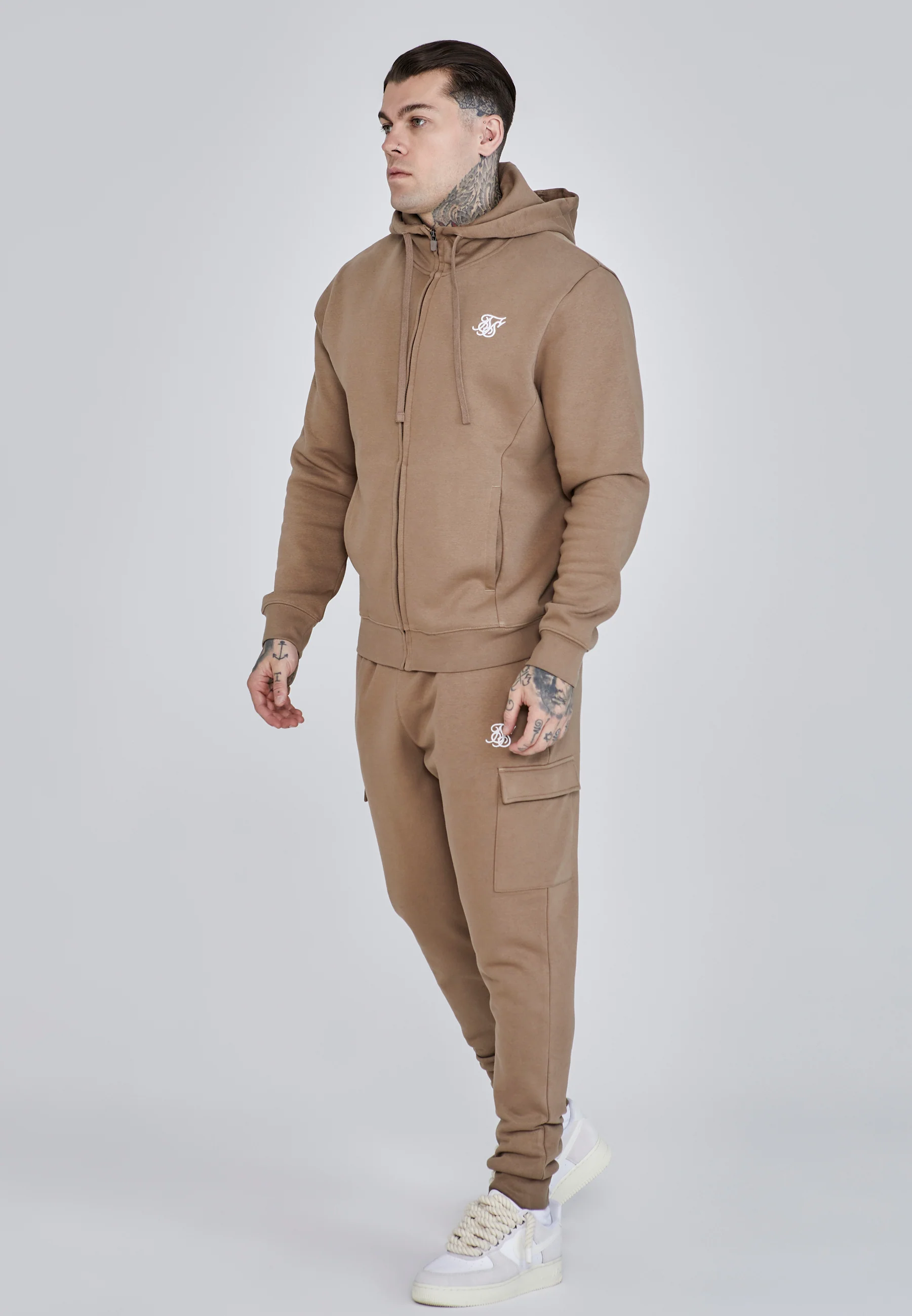 Brown Essentials Full Zip Hoodie - Image 4