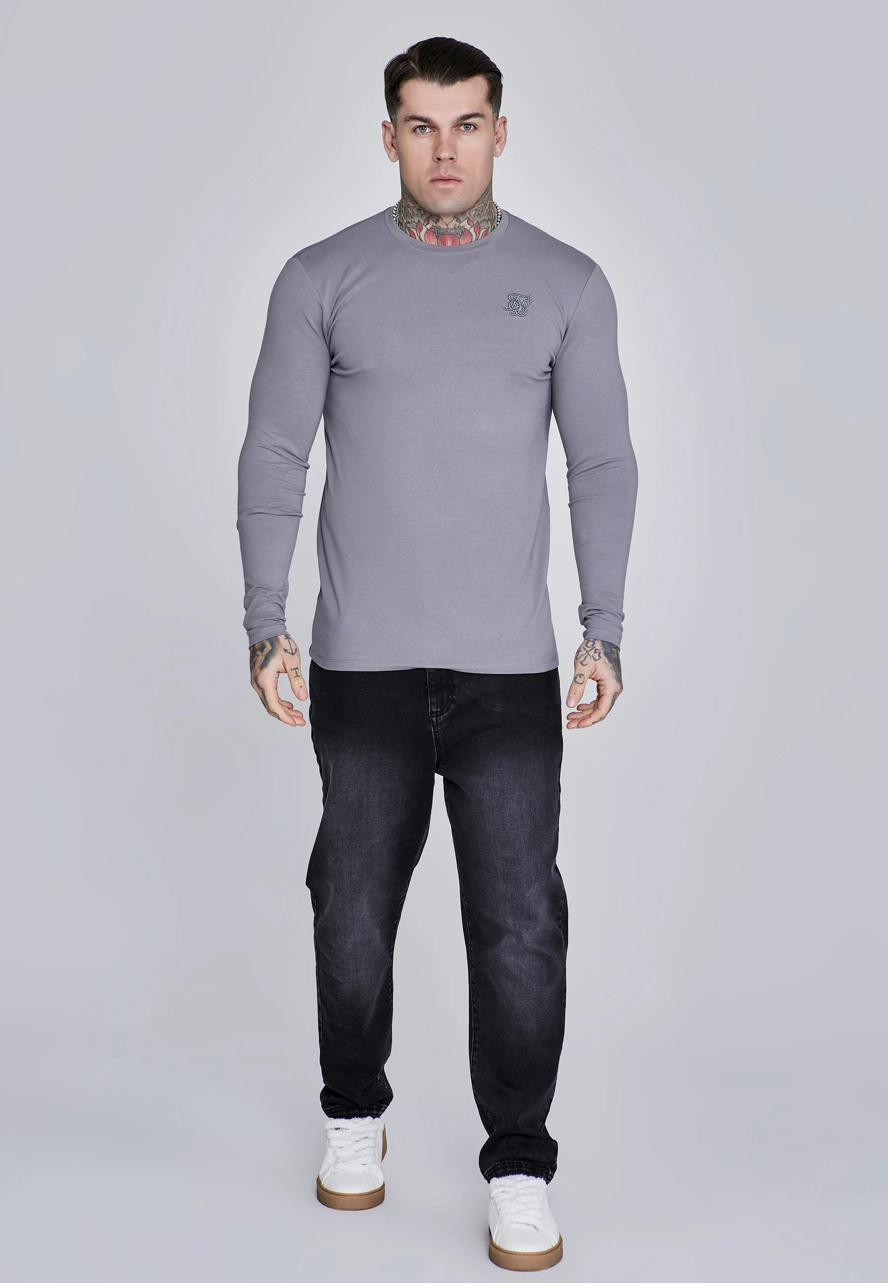 Grey Essentials LS T-Shirt - Image 3