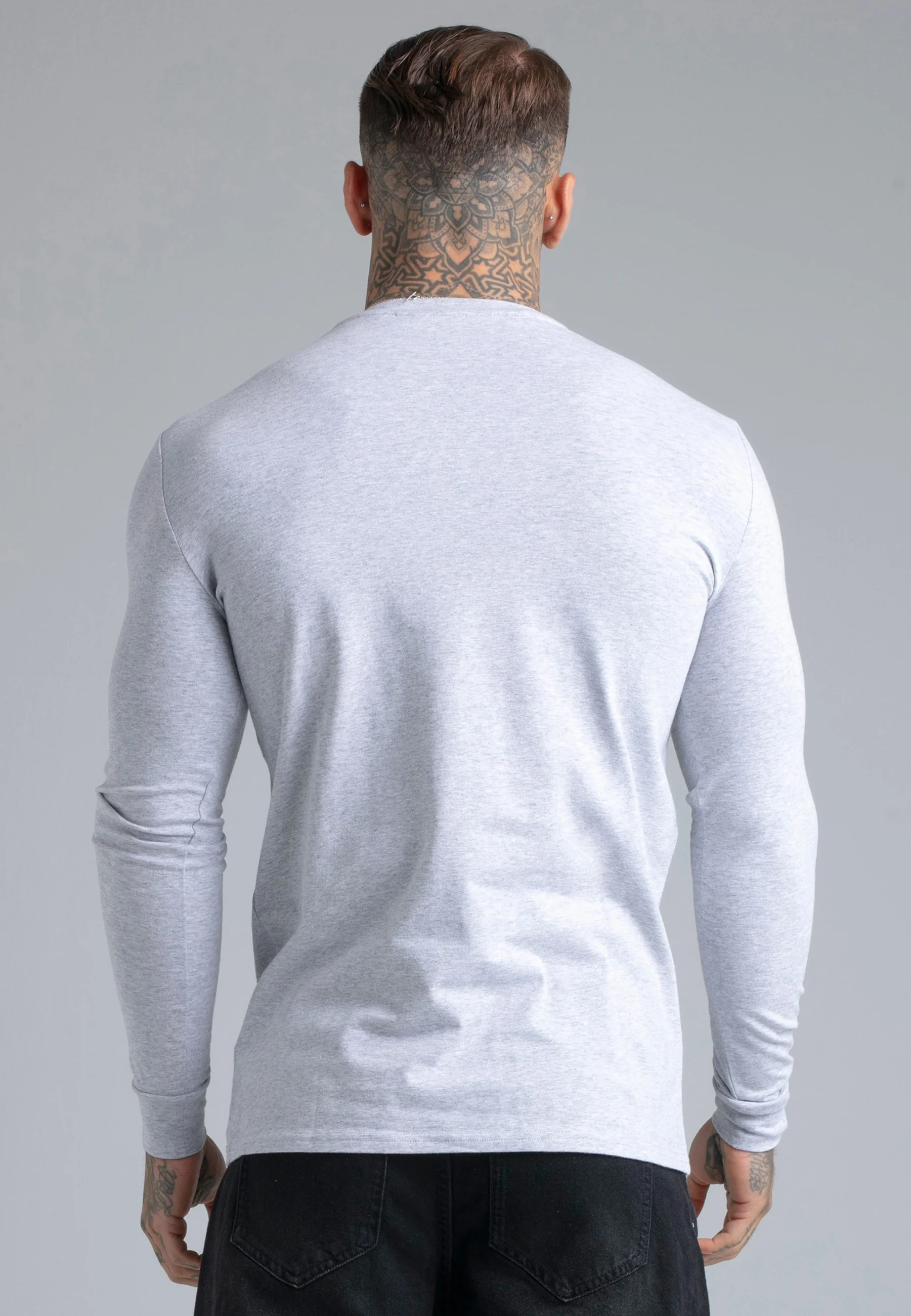 Grey Marl Essentials Long Sleeve T-Shirt - Image 5