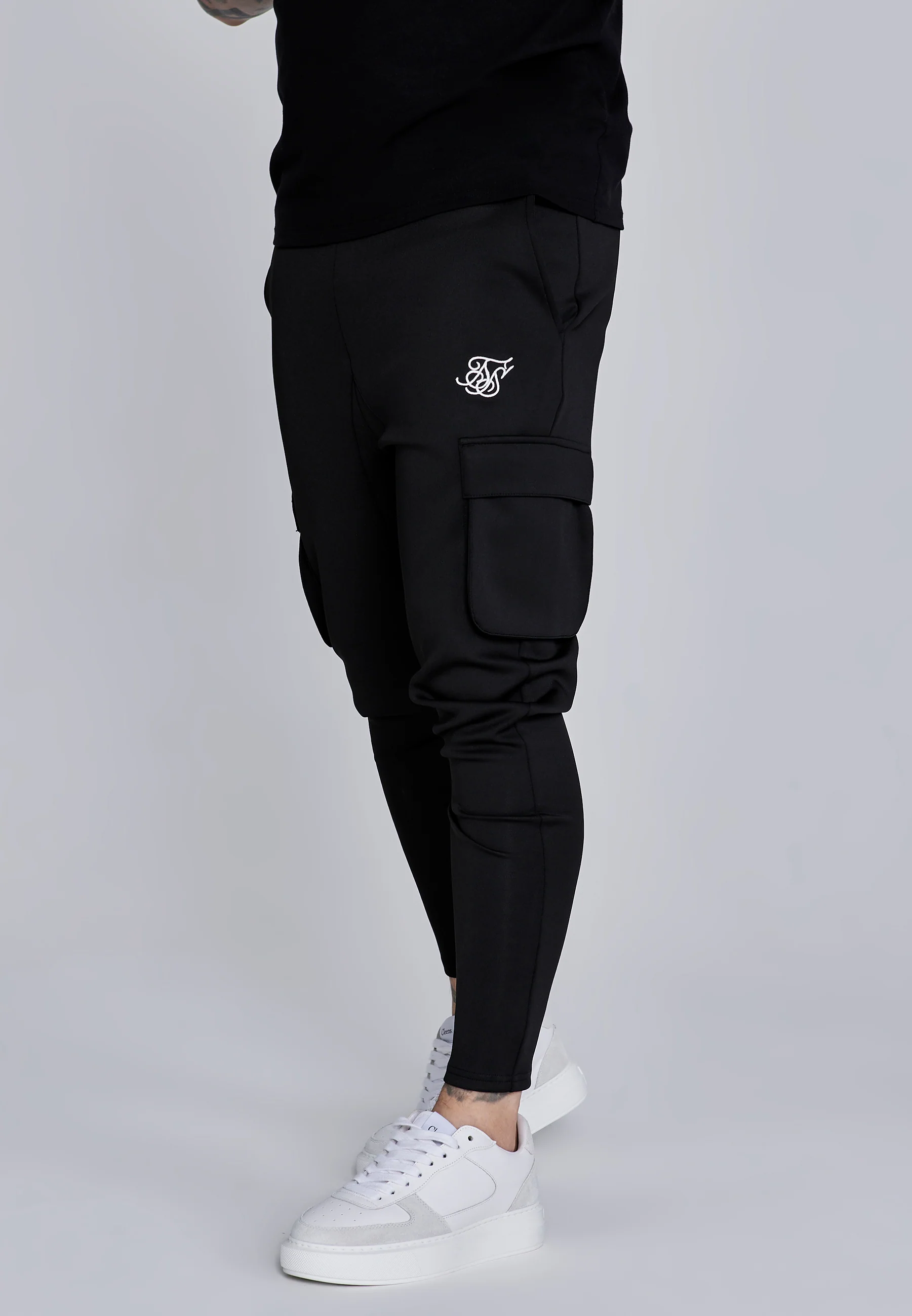 Black Essentials Poly Cargos