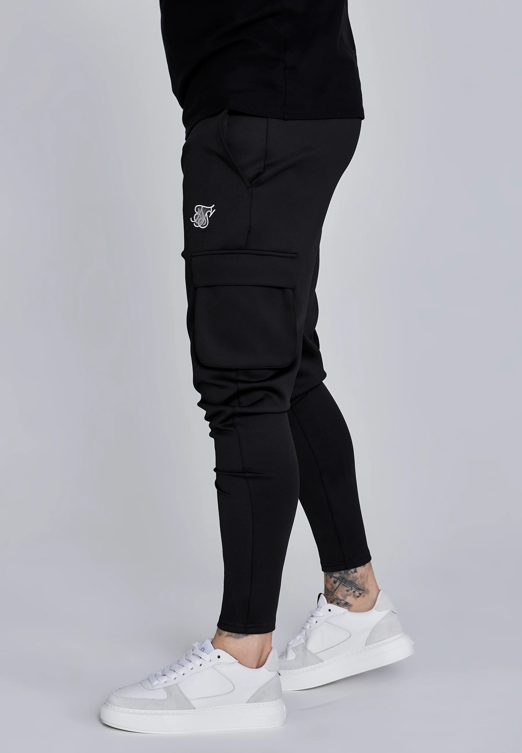 Black Essentials Poly Cargos - Image 2