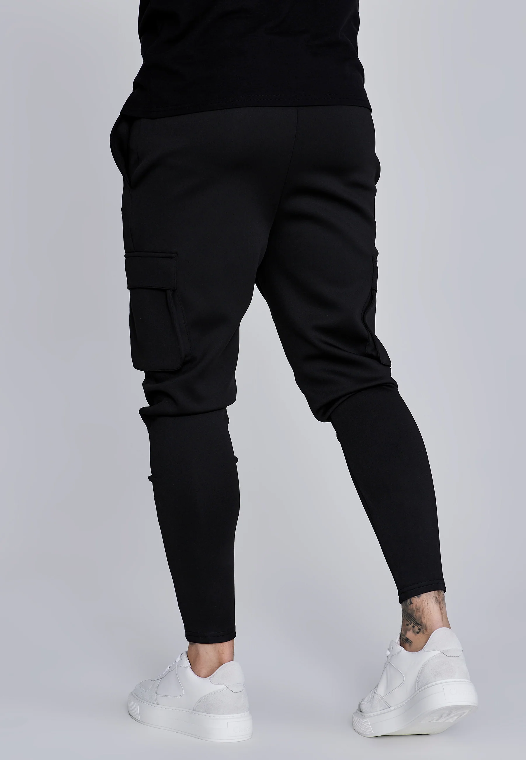 Black Essentials Poly Cargos - Image 3