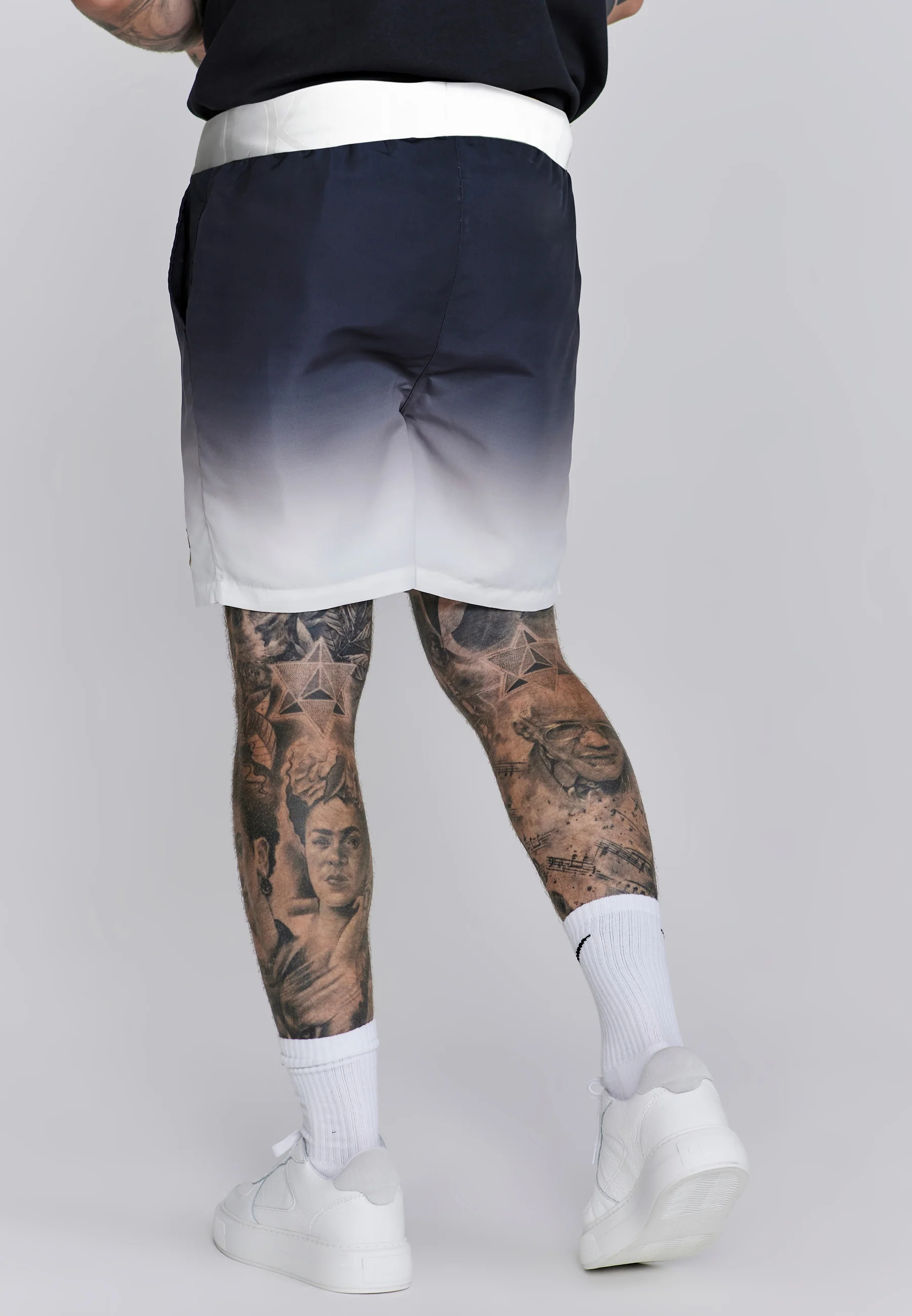 Navy White Fade Swim Shorts - Image 3