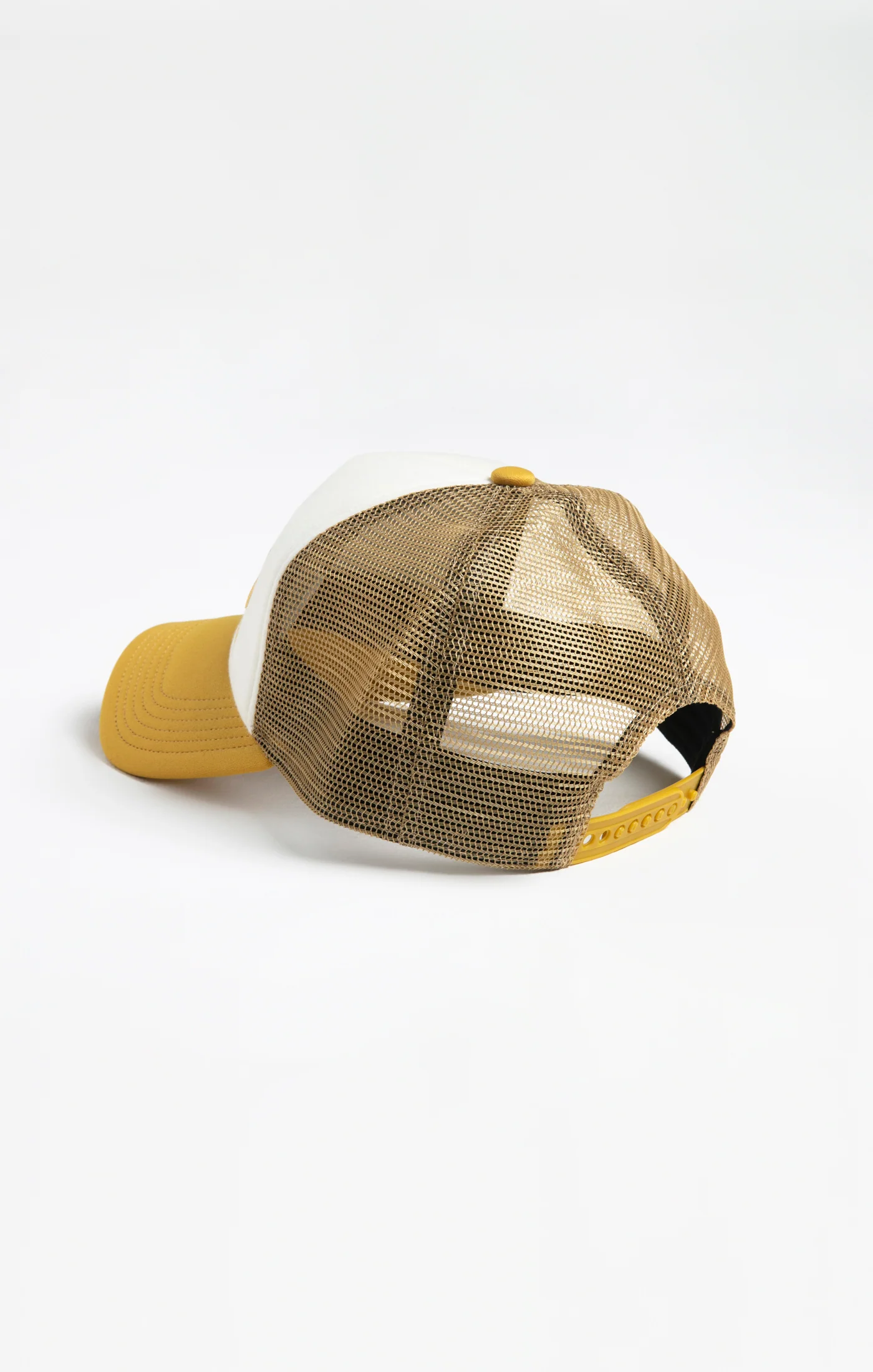 White Yellow Foam Front Mesh Trucker - Image 3