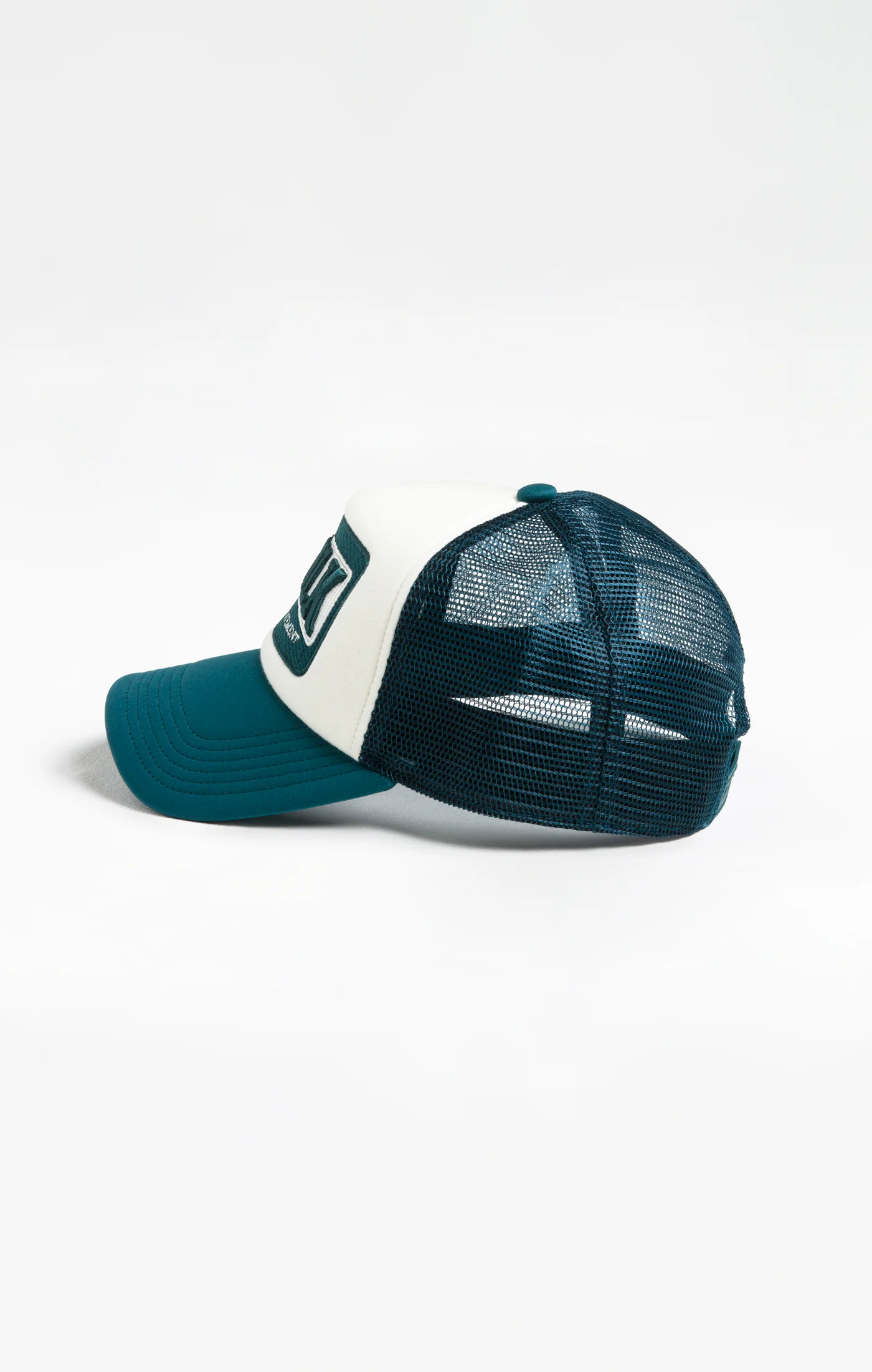 White Green Foam Front Mesh Trucker - Image 2