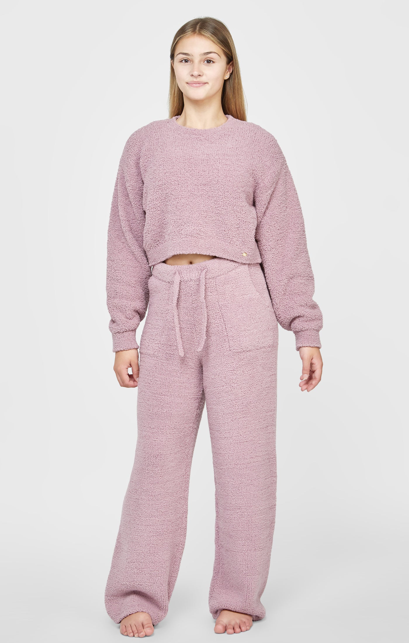 Girls Lavender Cropped Lounge Sweat - Image 4