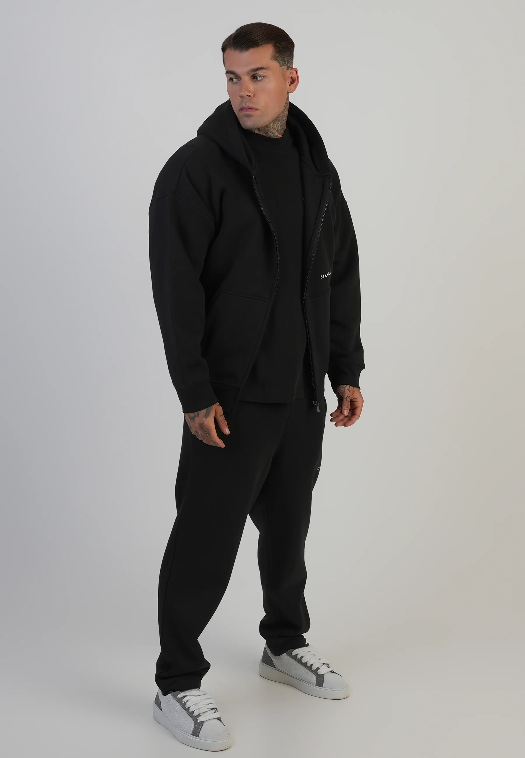 Black Graphic Full Zip Hoodie - Image 4