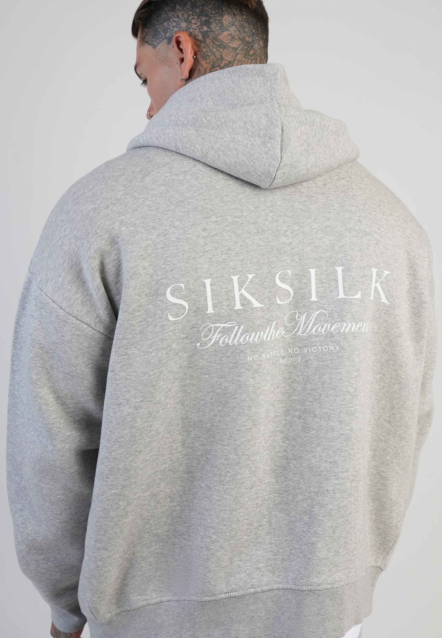 Grey Marl Graphic Full Zip Hoodie - Image 2