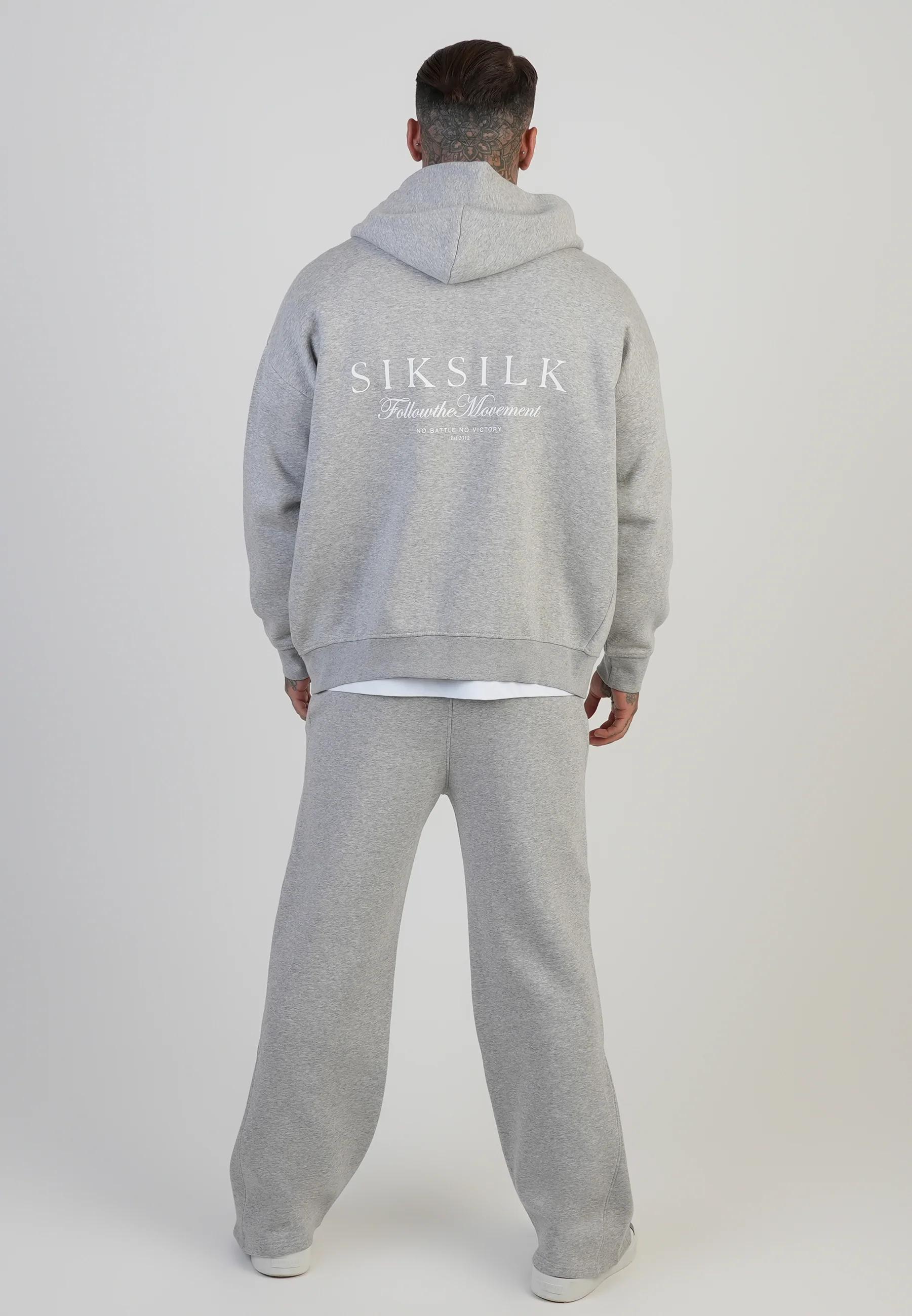 Grey Marl Graphic Full Zip Hoodie - Image 5
