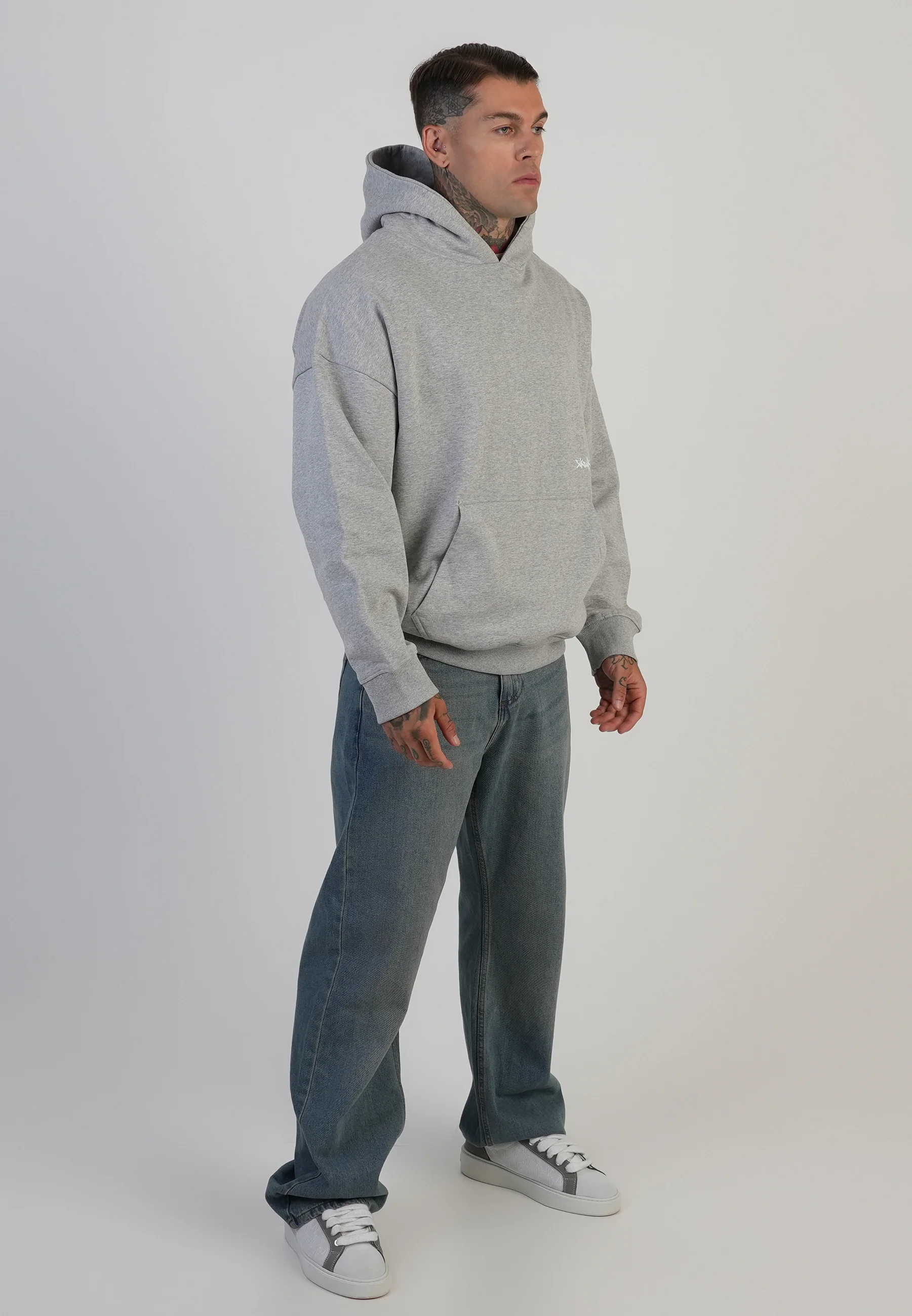 Grey Marl Graphic Hoodie - Image 4