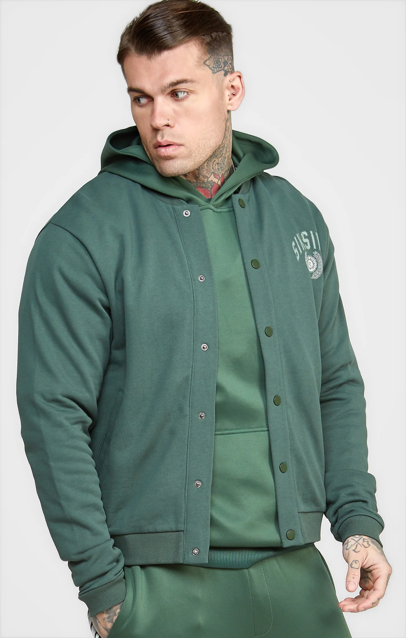 Green Relaxed Varsity Bomber