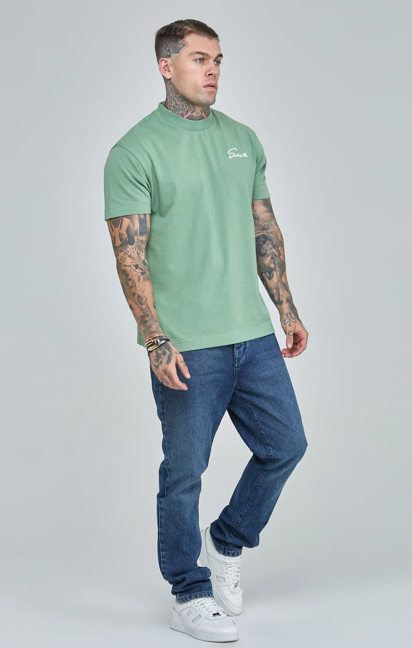 Green Script Print Oversized T-Shirt - Image 6