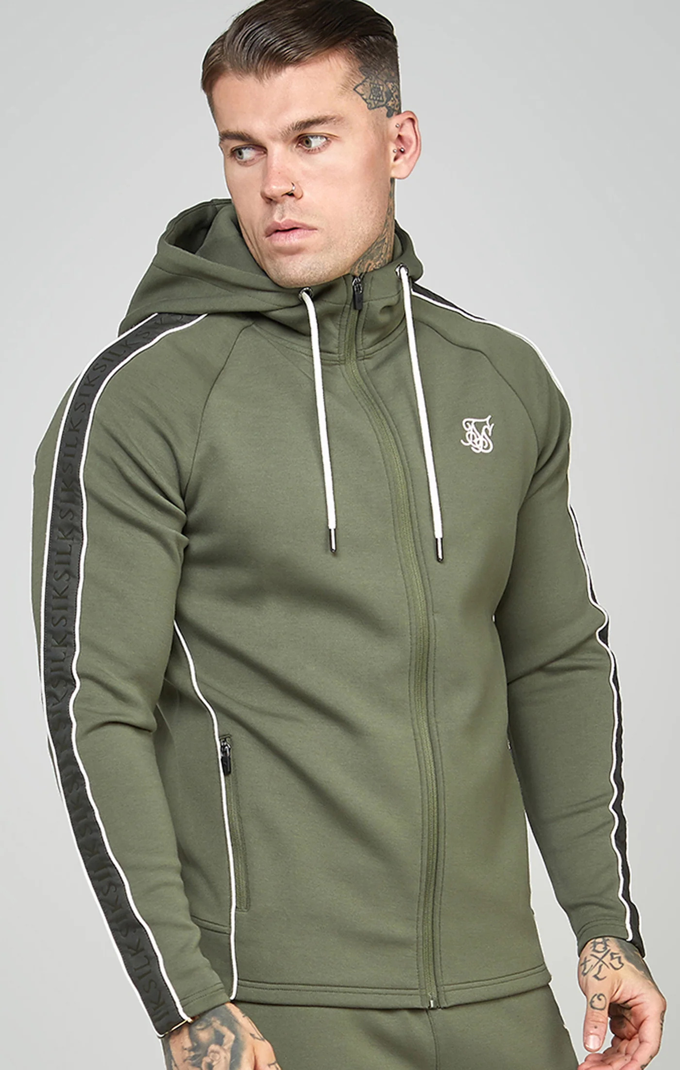 Green Taped Zip Thru Hoodie & Jogger Set - Image 4